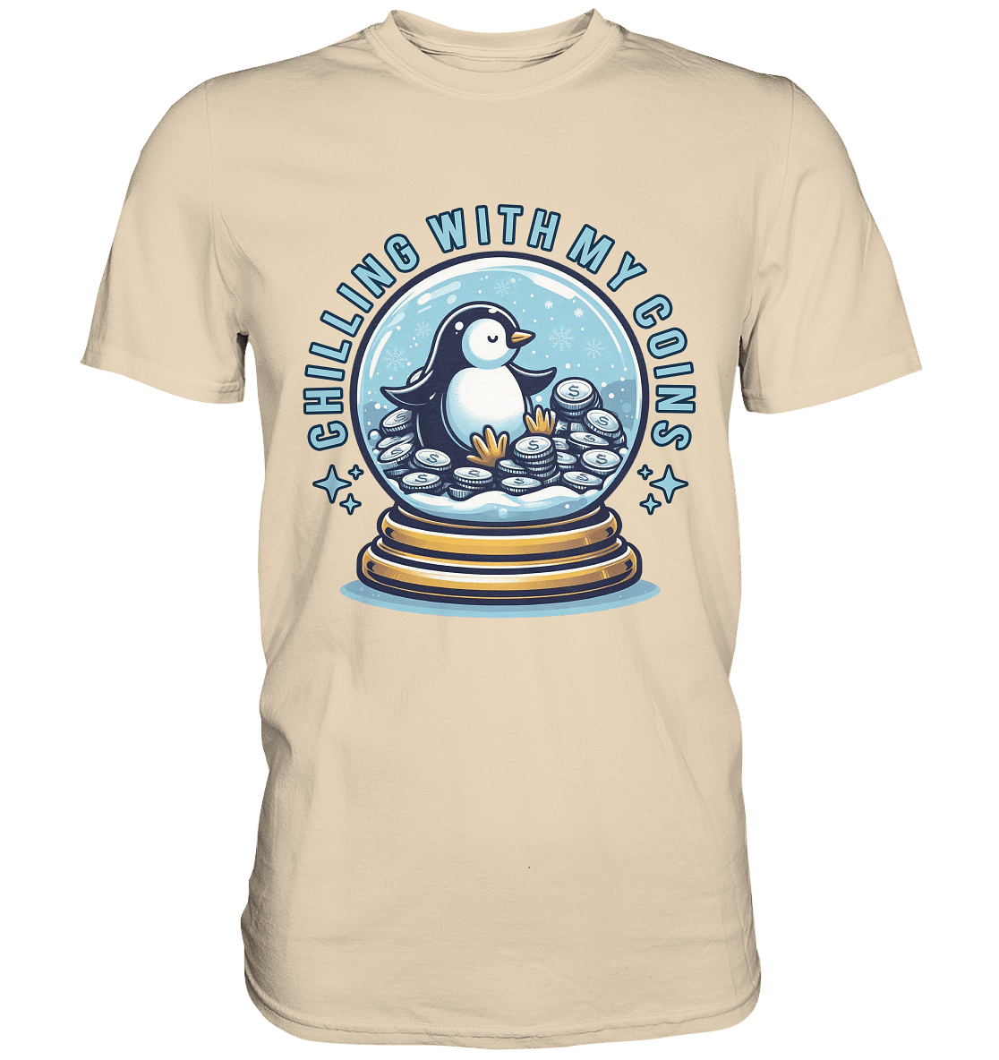 Chilling with My Coins – Entspannter Pinguin - Premium Shirt - FaunaFeels Onlineshop Unisex - Shirts