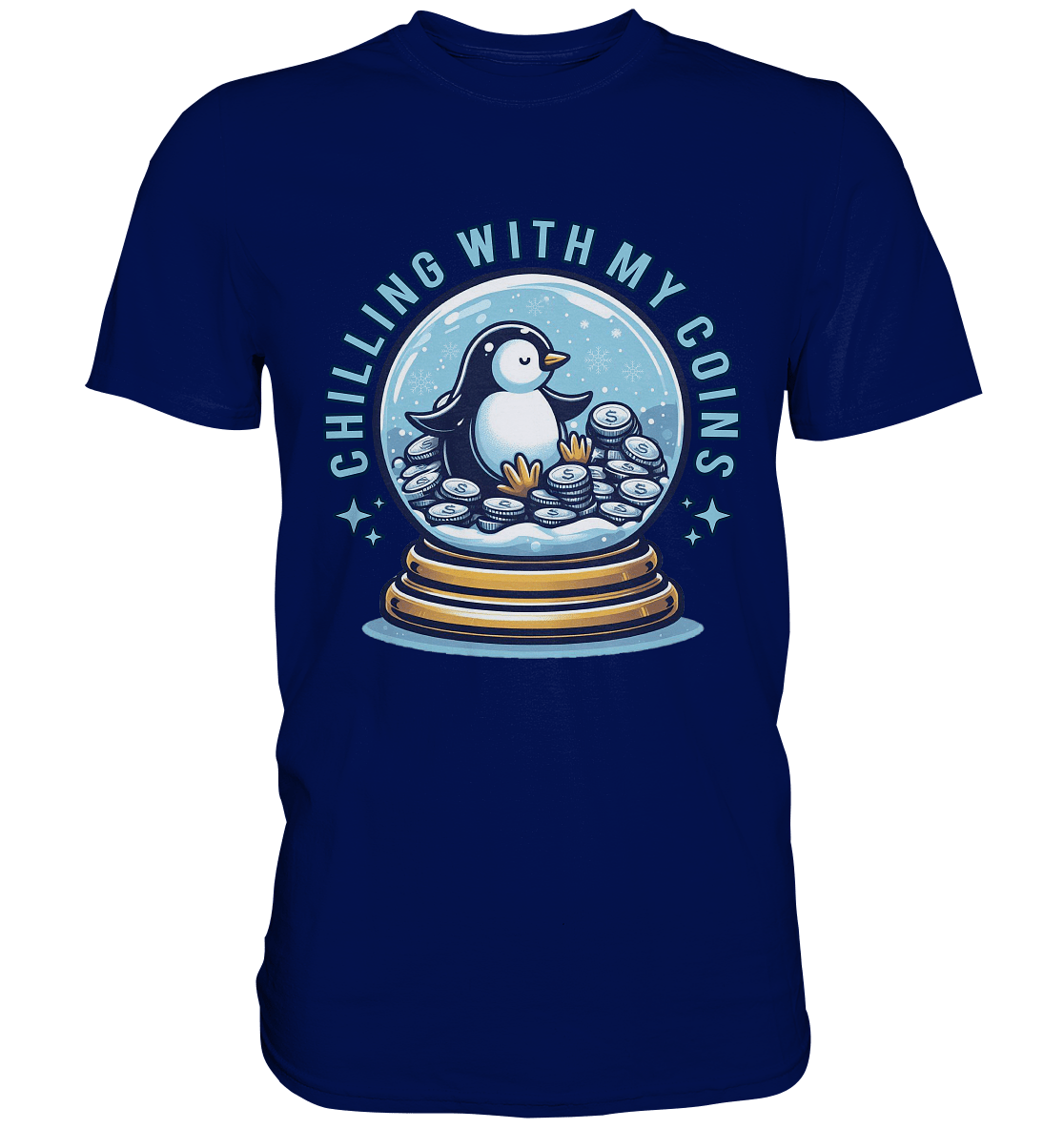 Chilling with My Coins – Entspannter Pinguin - Premium Shirt - FaunaFeels Onlineshop Unisex - Shirts