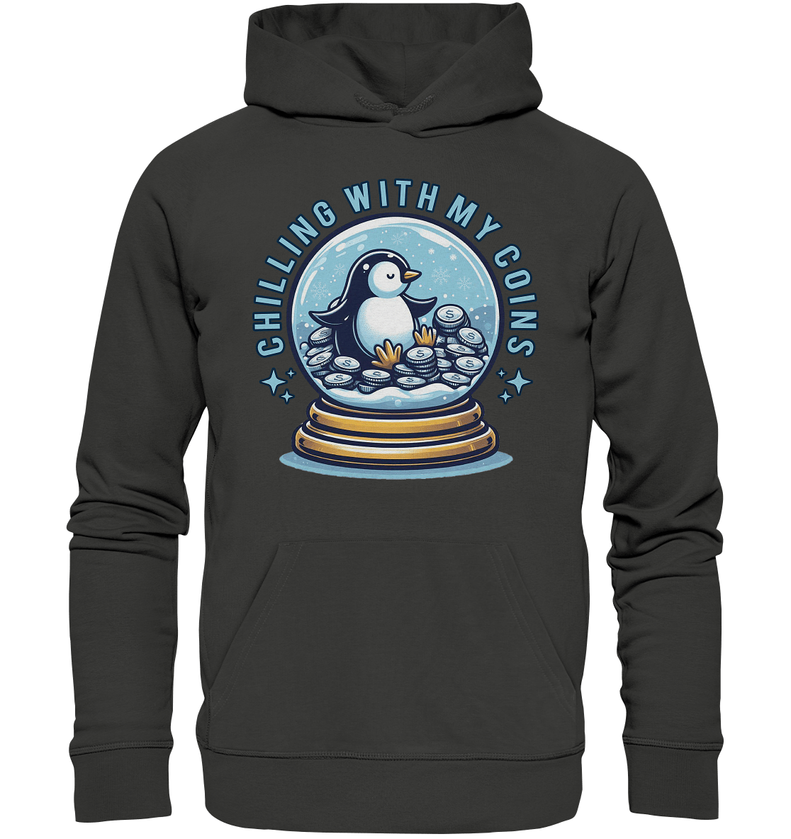 Chilling with My Coins – Entspannter Pinguin - Premium Unisex Hoodie - FaunaFeels Onlineshop Hoodies