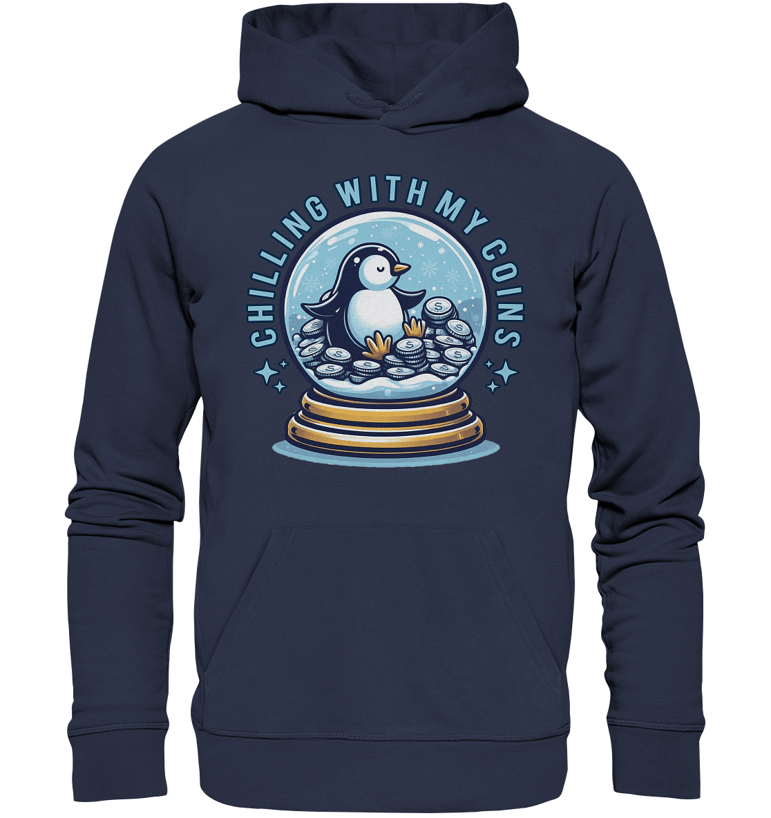 Chilling with My Coins – Entspannter Pinguin - Premium Unisex Hoodie - FaunaFeels Onlineshop Hoodies