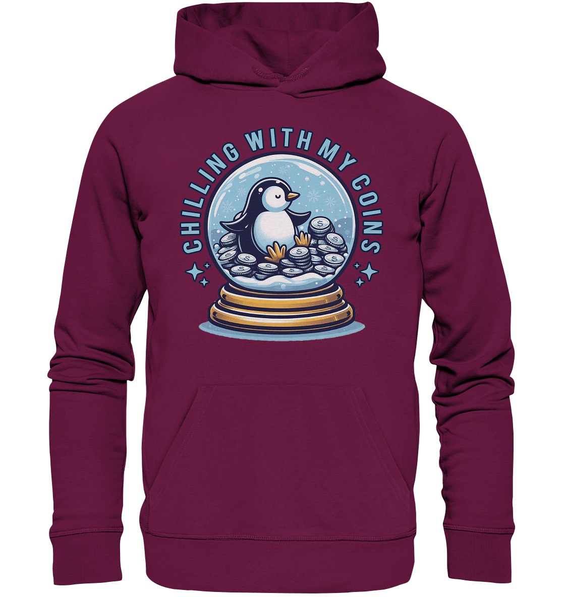 Chilling with My Coins – Entspannter Pinguin - Premium Unisex Hoodie - FaunaFeels Onlineshop Hoodies