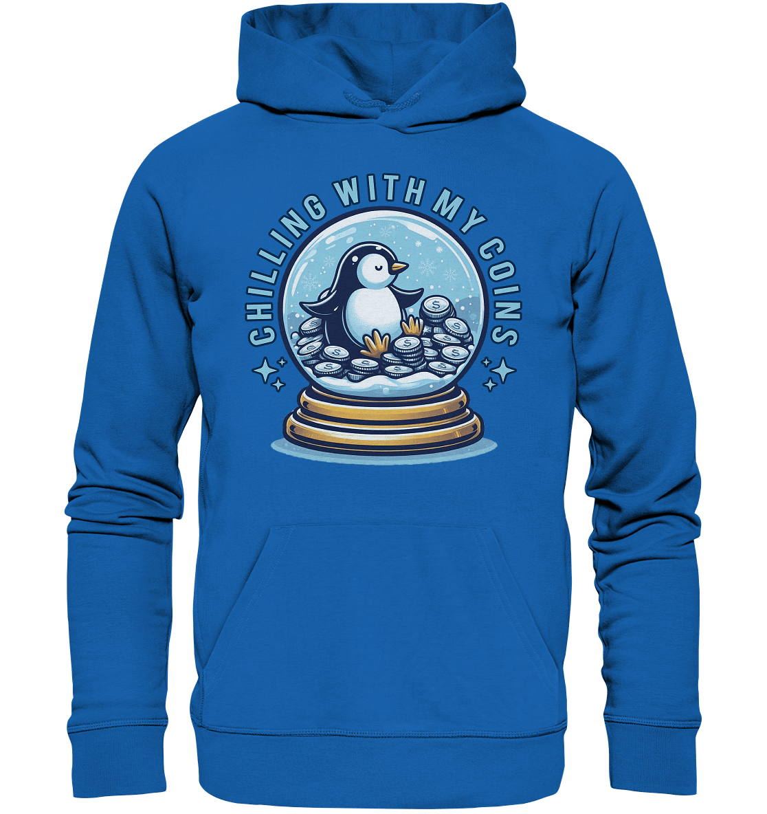 Chilling with My Coins – Entspannter Pinguin - Premium Unisex Hoodie - FaunaFeels Onlineshop Hoodies