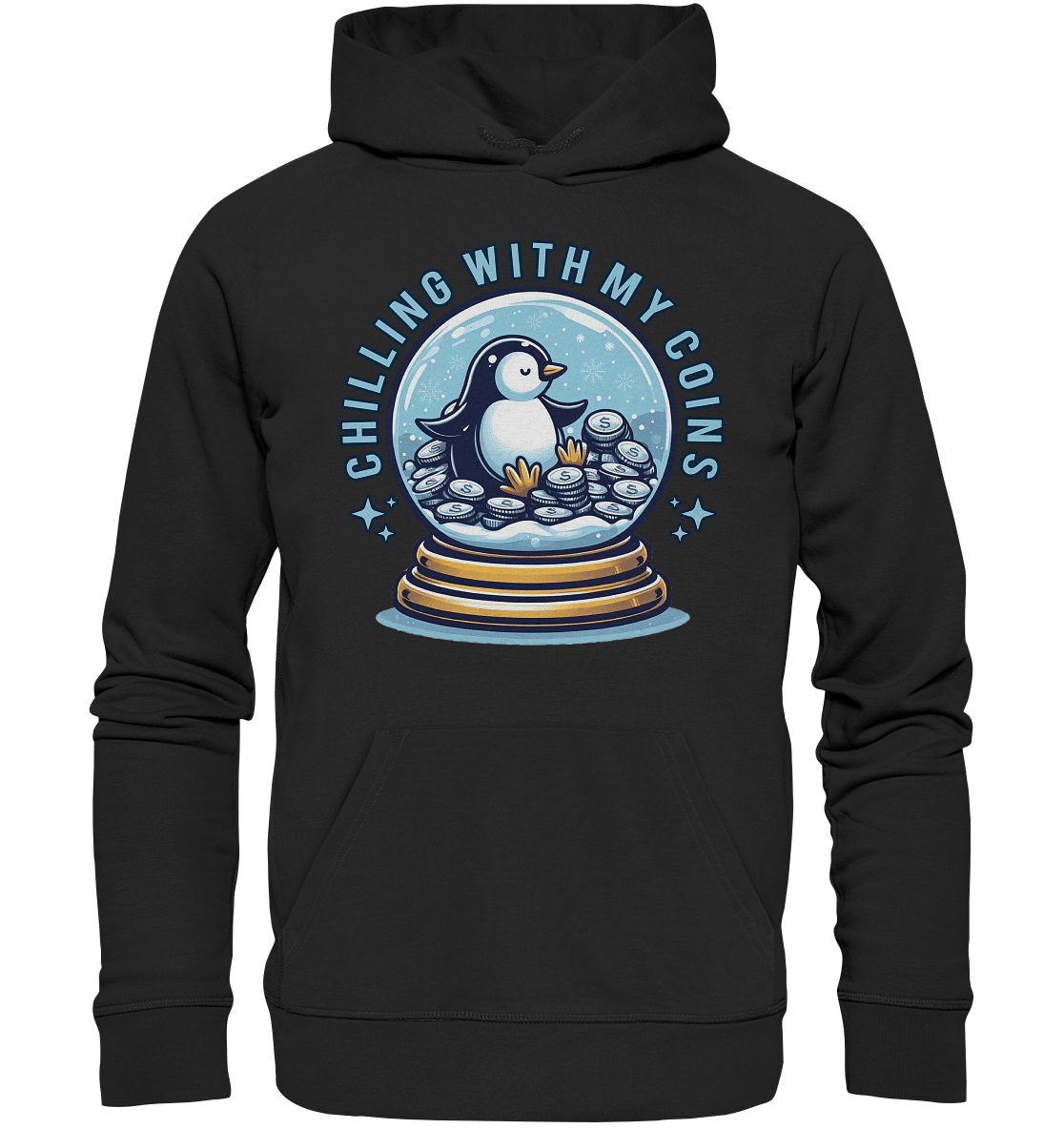 Chilling with My Coins – Entspannter Pinguin - Premium Unisex Hoodie - FaunaFeels Onlineshop Hoodies