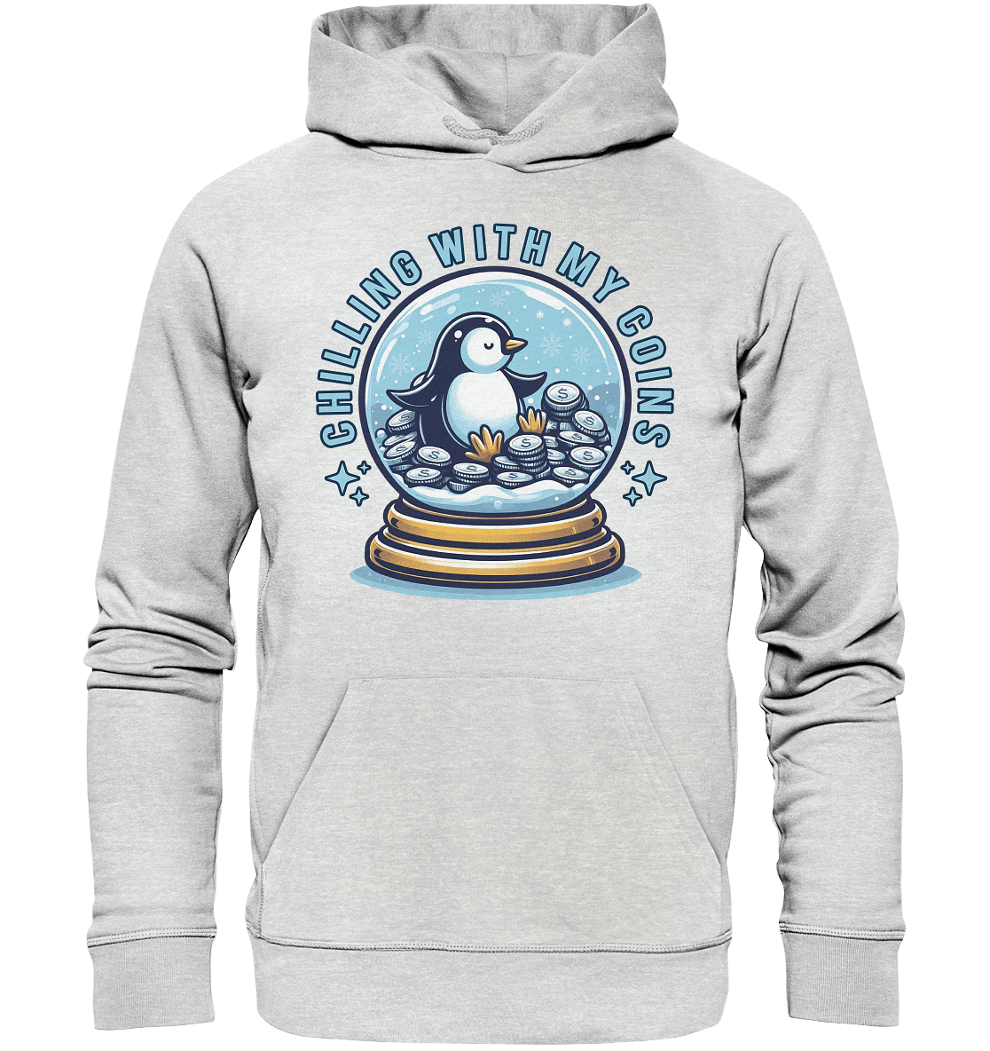 Chilling with My Coins – Entspannter Pinguin - Premium Unisex Hoodie - FaunaFeels Onlineshop Hoodies