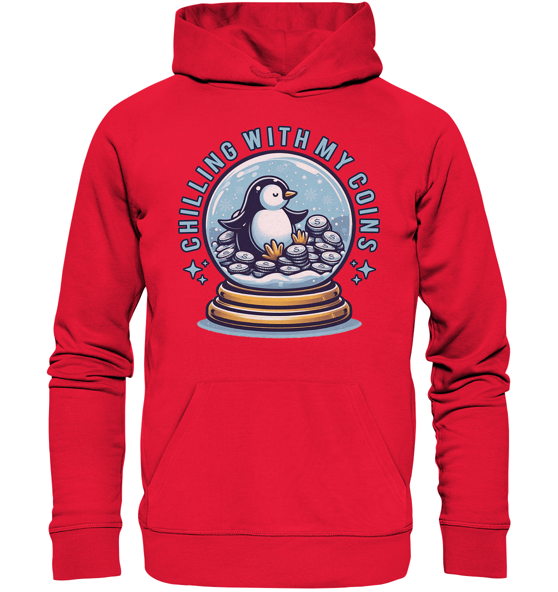 Chilling with My Coins – Entspannter Pinguin - Premium Unisex Hoodie - FaunaFeels Onlineshop Hoodies