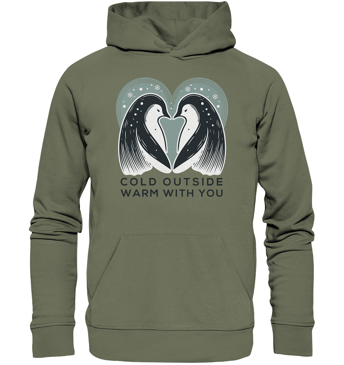 Cold Outside, Warm With You - Elegantes Pinguin Paar - Premium Unisex Hoodie - FaunaFeels Onlineshop Hoodies