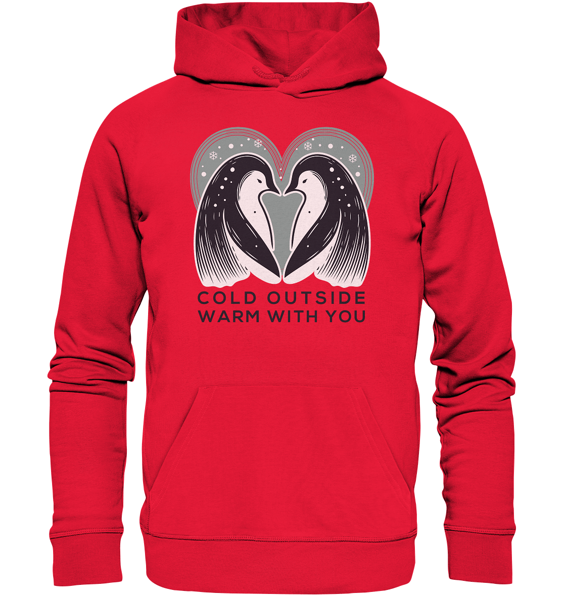 Cold Outside, Warm With You - Elegantes Pinguin Paar - Premium Unisex Hoodie - FaunaFeels Onlineshop Hoodies