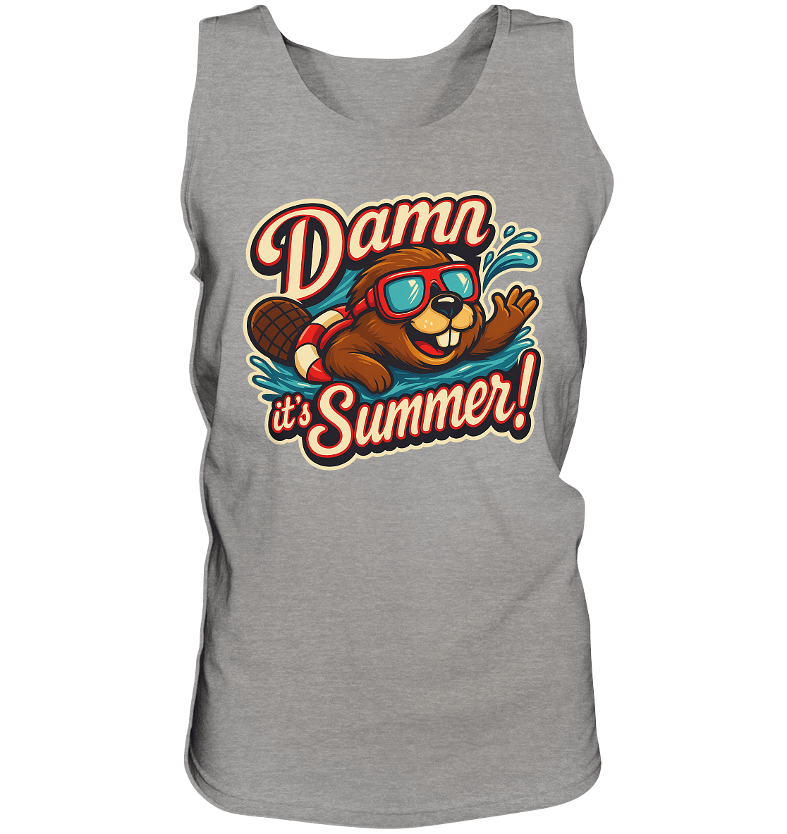 Damn it’s Summer! – Lustiges Biber - Motiv mit Schwimmring und Sonnenbrille für Sommerlaune - Relaxed Tank Top - FaunaFeels Onlineshop Tank - Tops