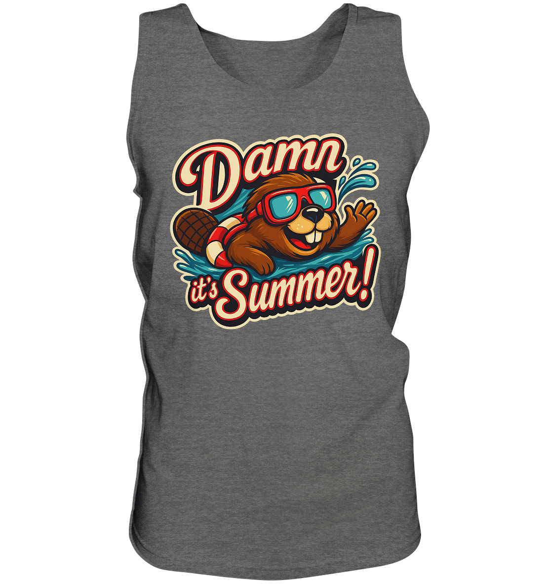Damn it’s Summer! – Lustiges Biber - Motiv mit Schwimmring und Sonnenbrille für Sommerlaune - Relaxed Tank Top - FaunaFeels Onlineshop Tank - Tops