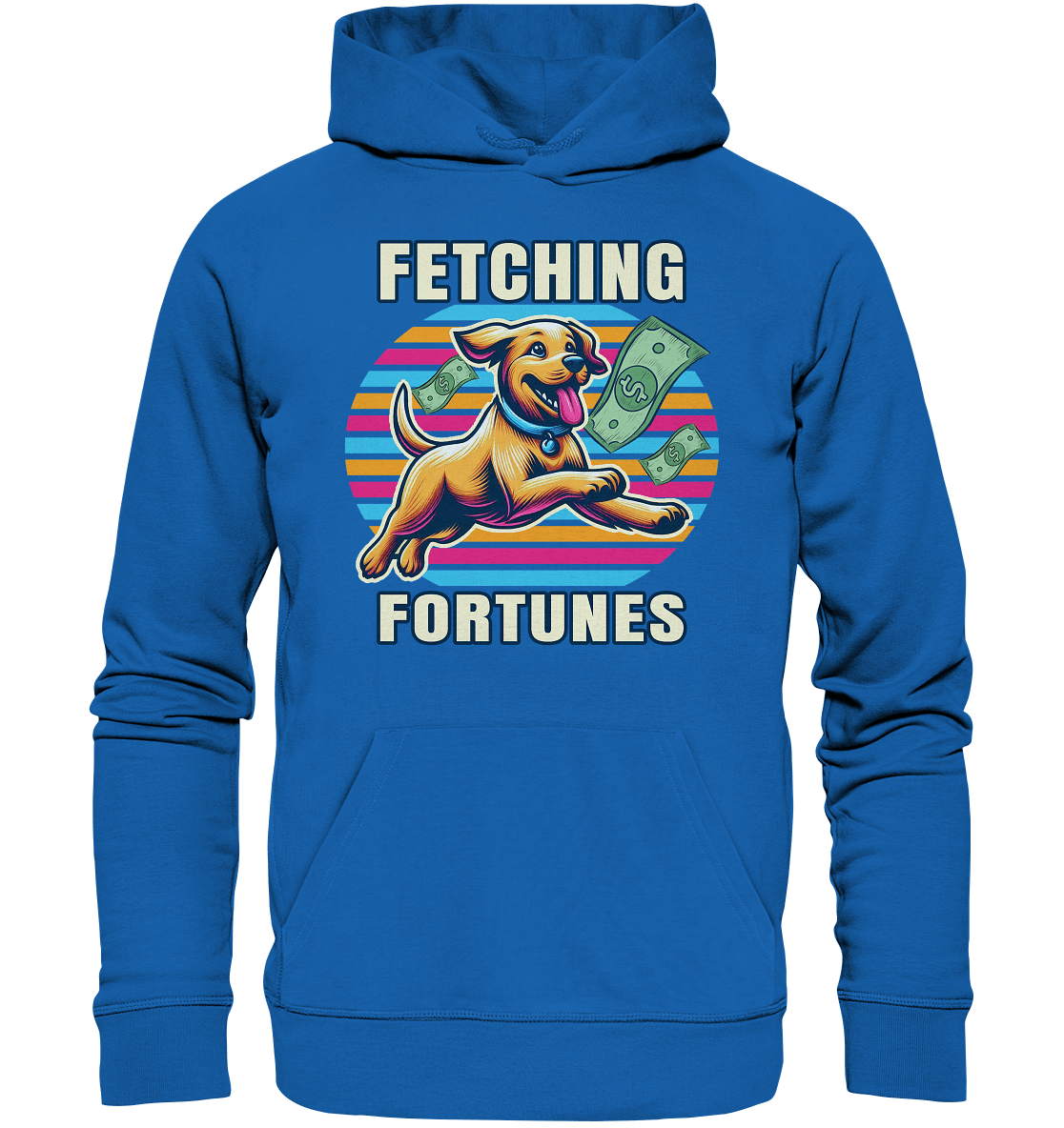 Fetching Fortunes – Fröhlicher Hund jagt Geld Kopie - Premium Unisex Hoodie - FaunaFeels Onlineshop Hoodies