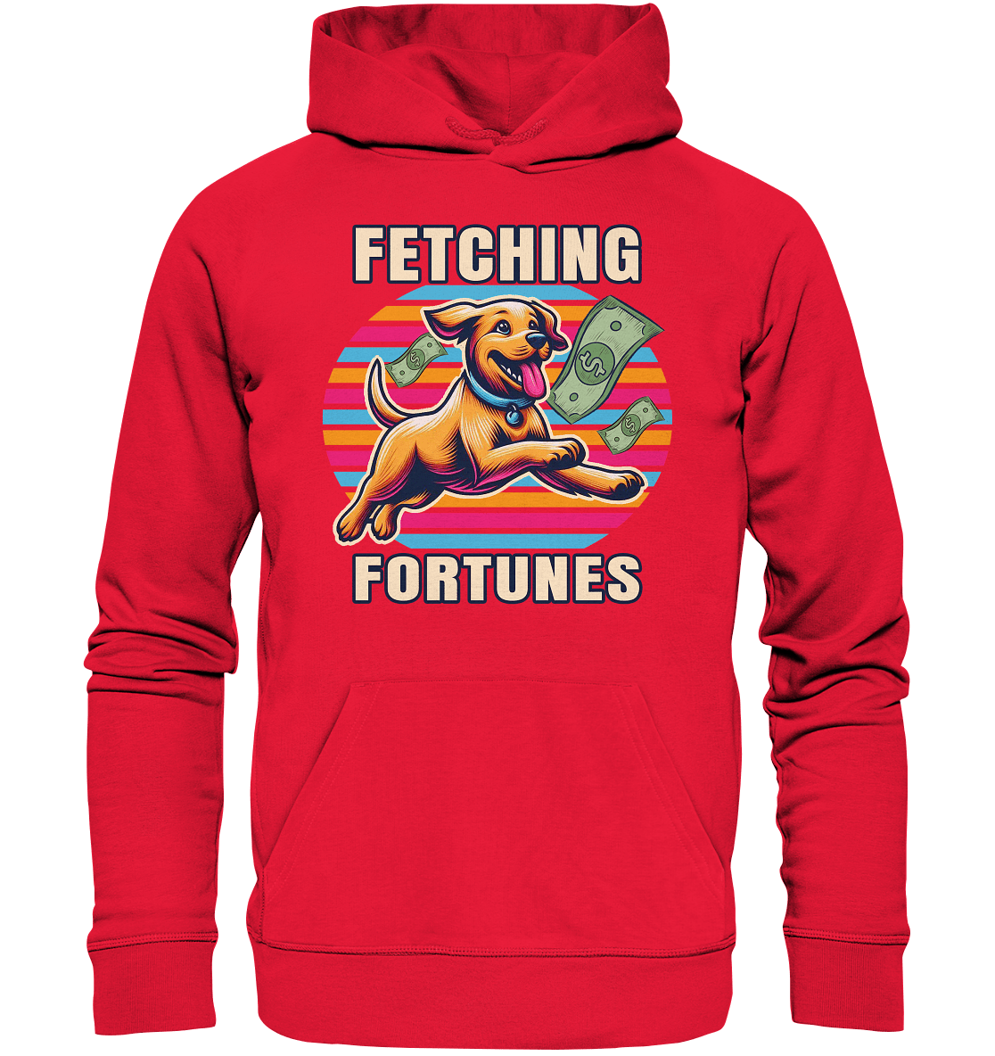Fetching Fortunes – Fröhlicher Hund jagt Geld Kopie - Premium Unisex Hoodie - FaunaFeels Onlineshop Hoodies
