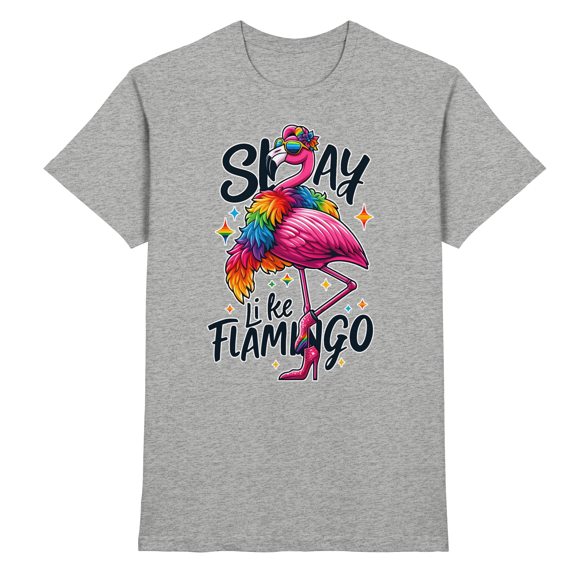 Slay Like a Flamingo – Stylischer Regenbogen-Flamingo - Heavy Cotton T-Shirt