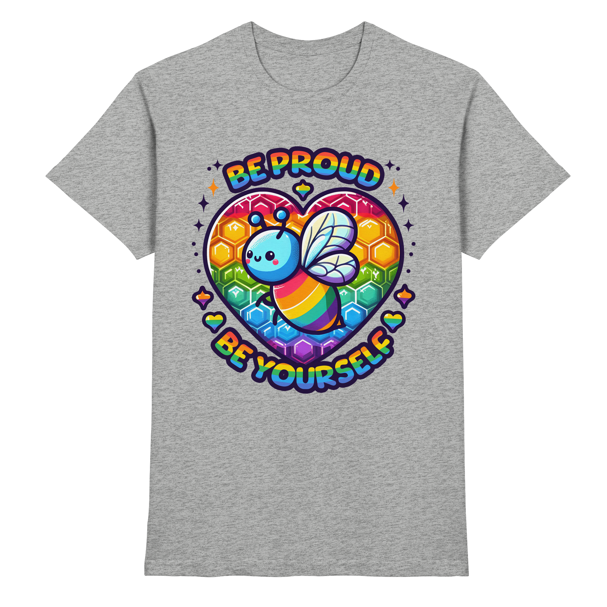Be Proud, Be Yourself – Süße Regenbogen-Biene - Heavy Cotton T-Shirt
