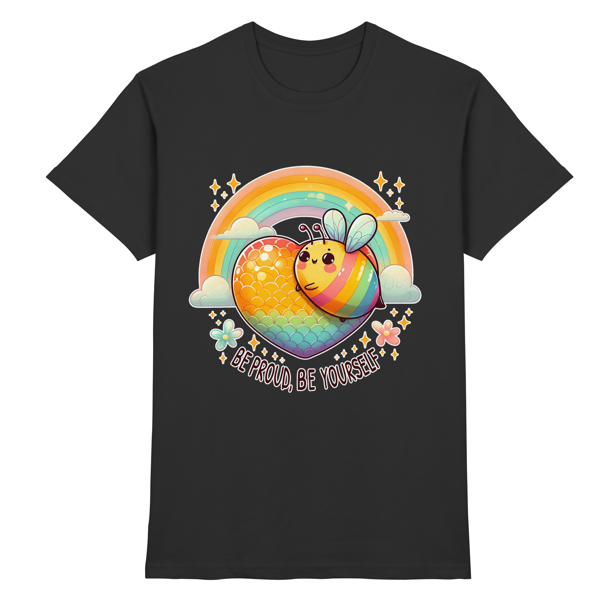 Fröhliche Regenbogen-Biene – Sei stolz, sei du selbst - Heavy Cotton T-Shirt