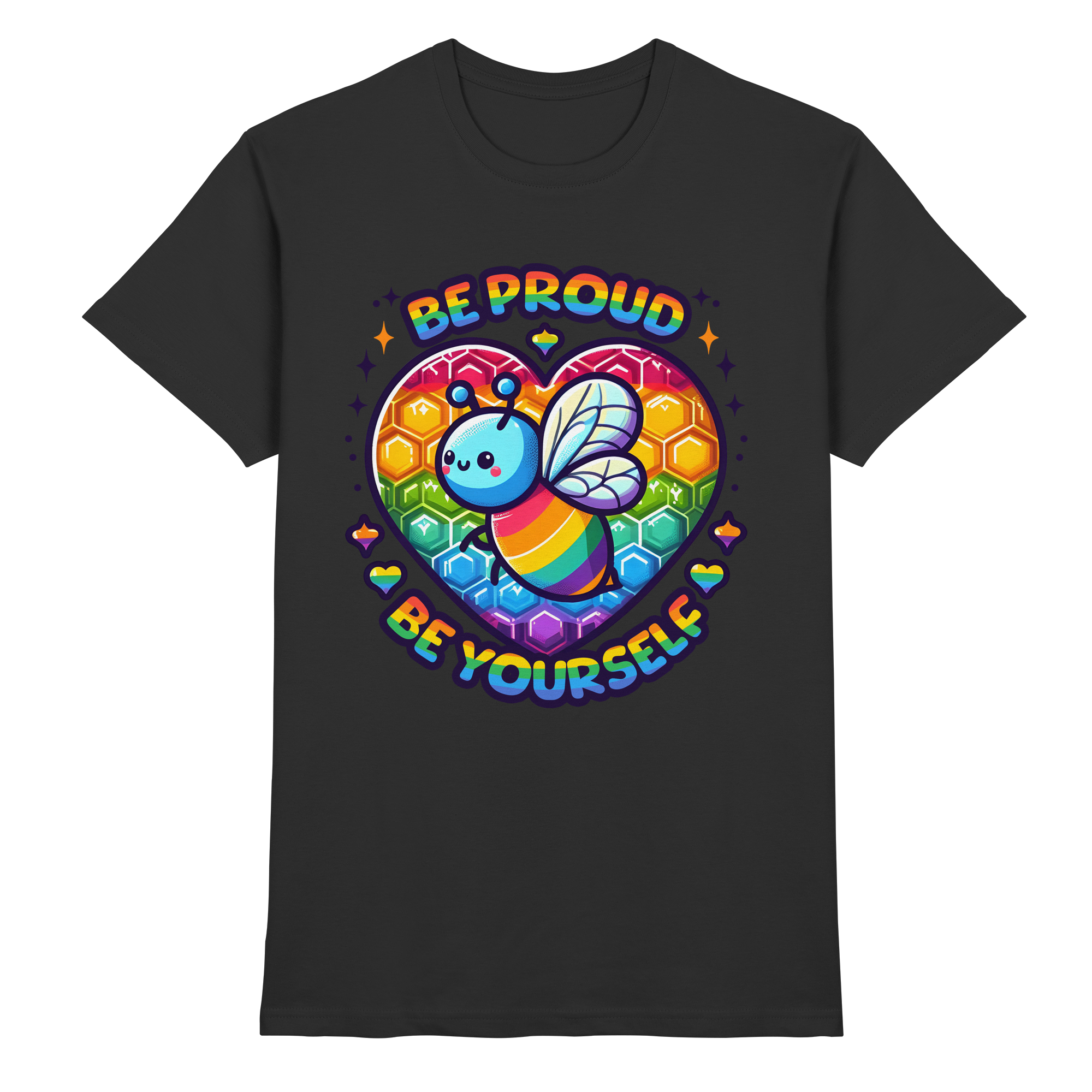 Be Proud, Be Yourself – Süße Regenbogen-Biene - Heavy Cotton T-Shirt