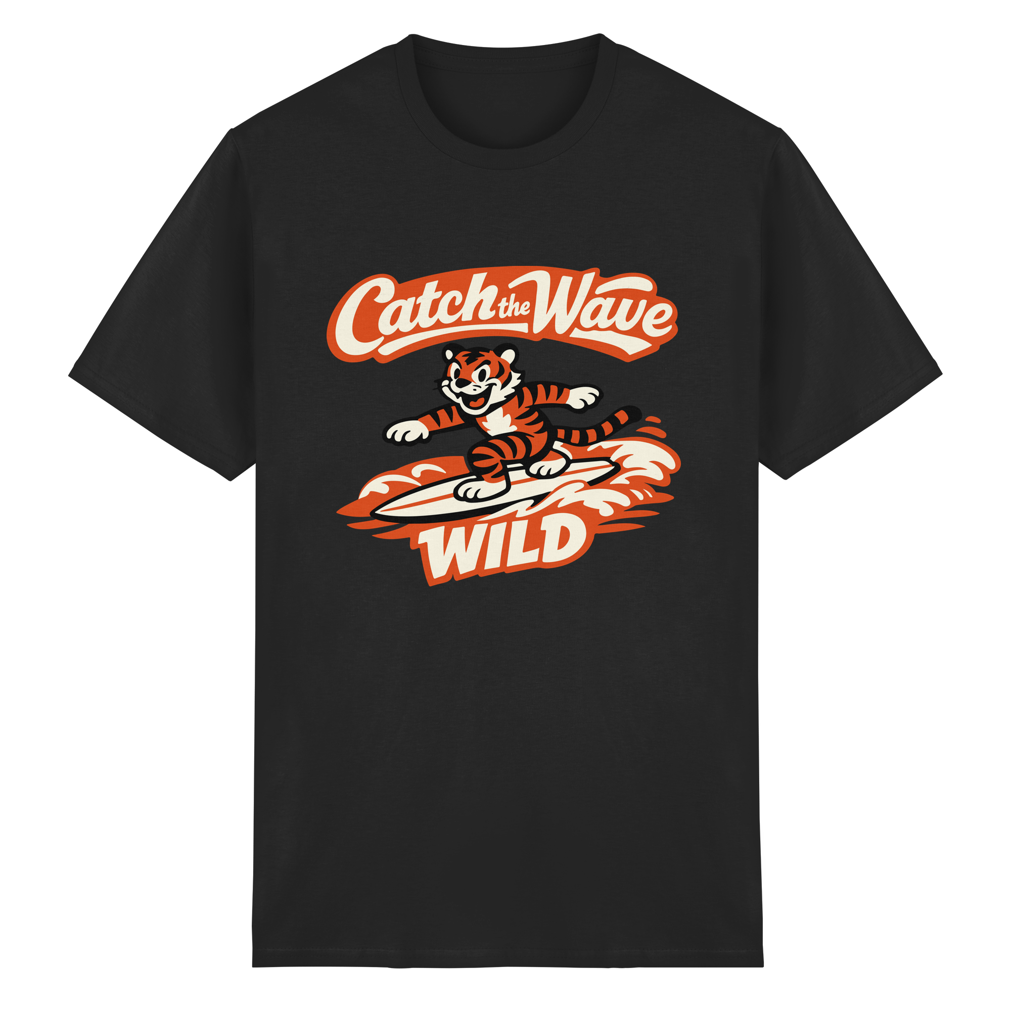 Catch the Wave Tiger – Vintage Surf Wildcat - Heavy Cotton T-Shirt