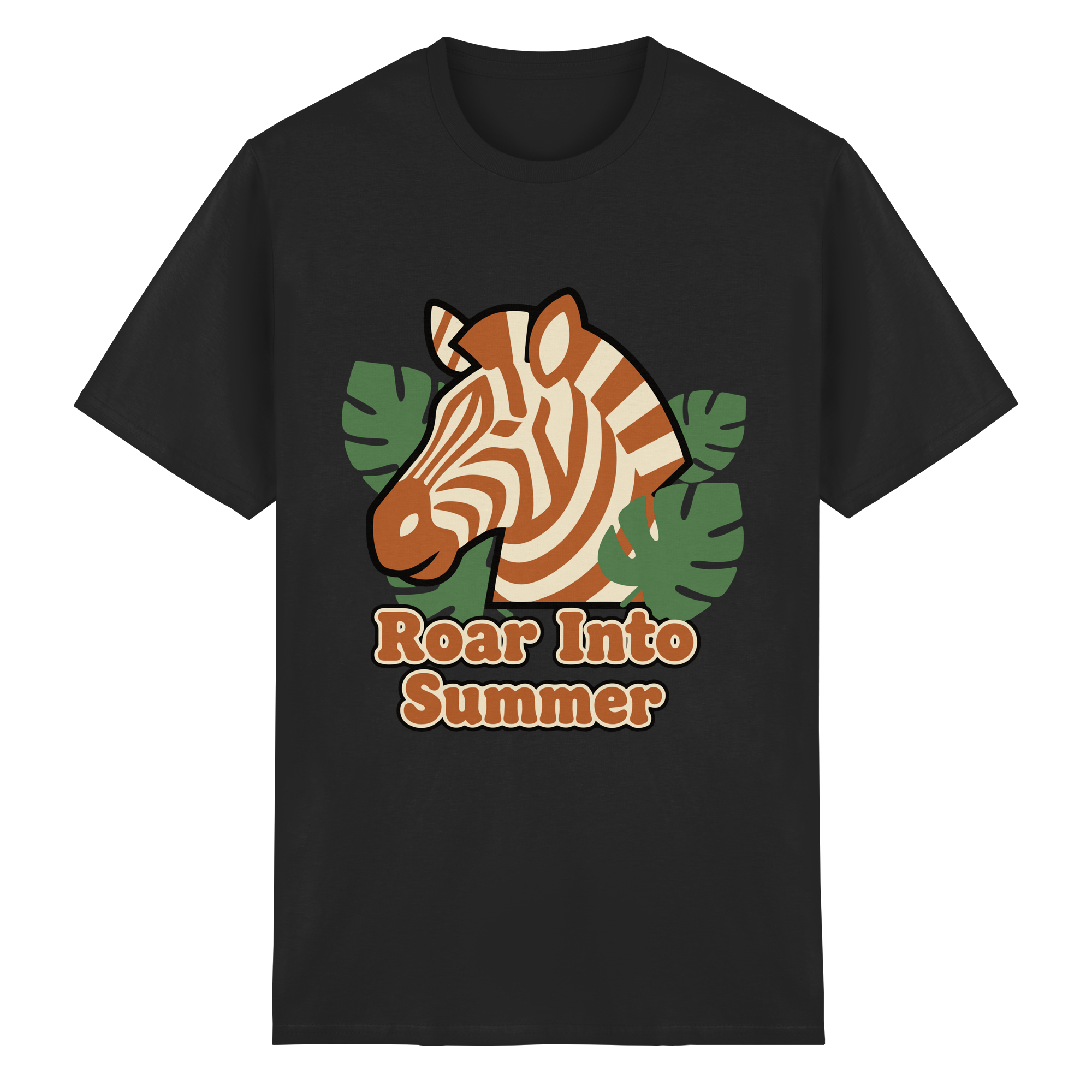 Roar Into Summer Zebra – Tropisches Streifentier - Heavy Cotton T-Shirt