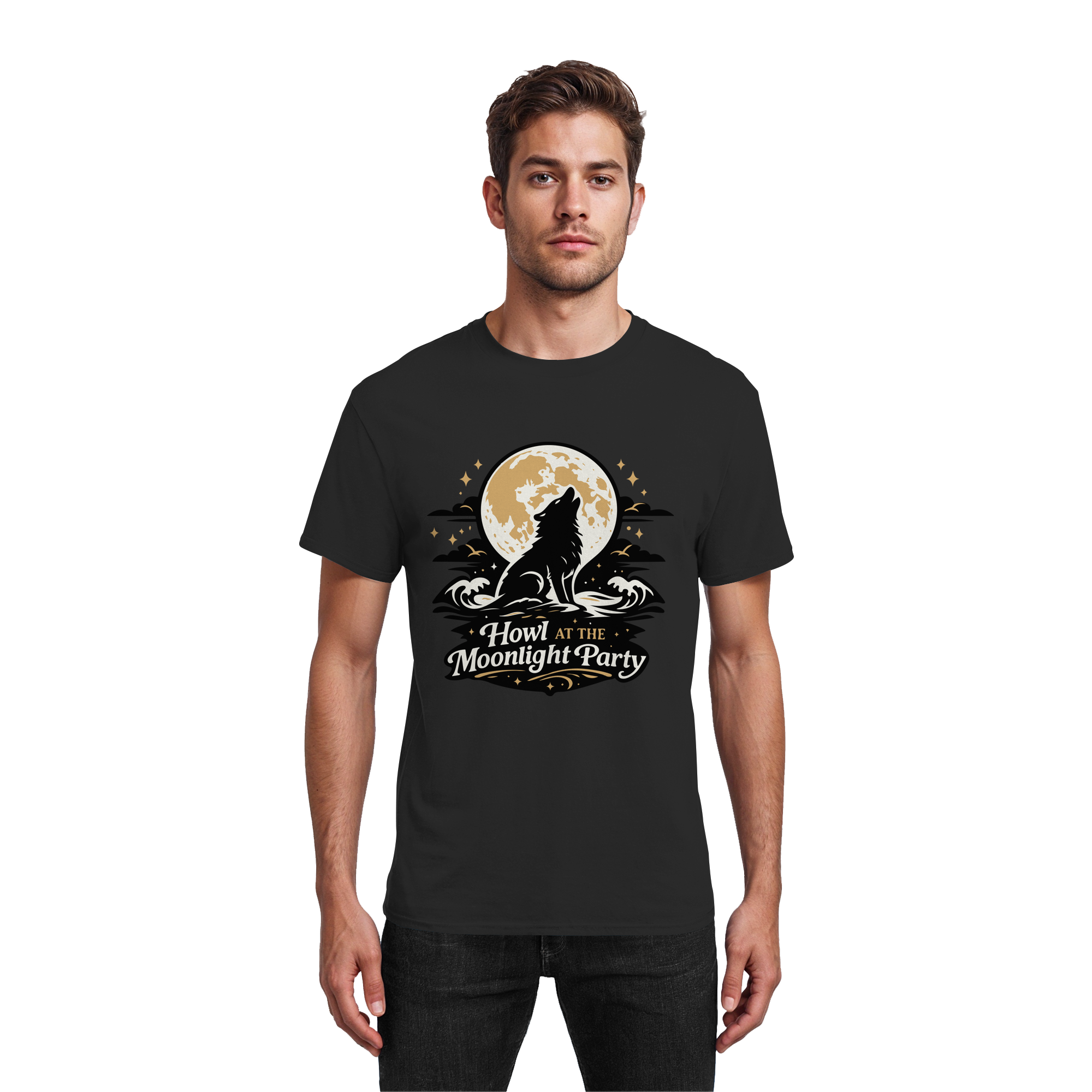 Howl at the Moonlight Party Wolf – Mondheuler Beach - Heavy Cotton T-Shirt