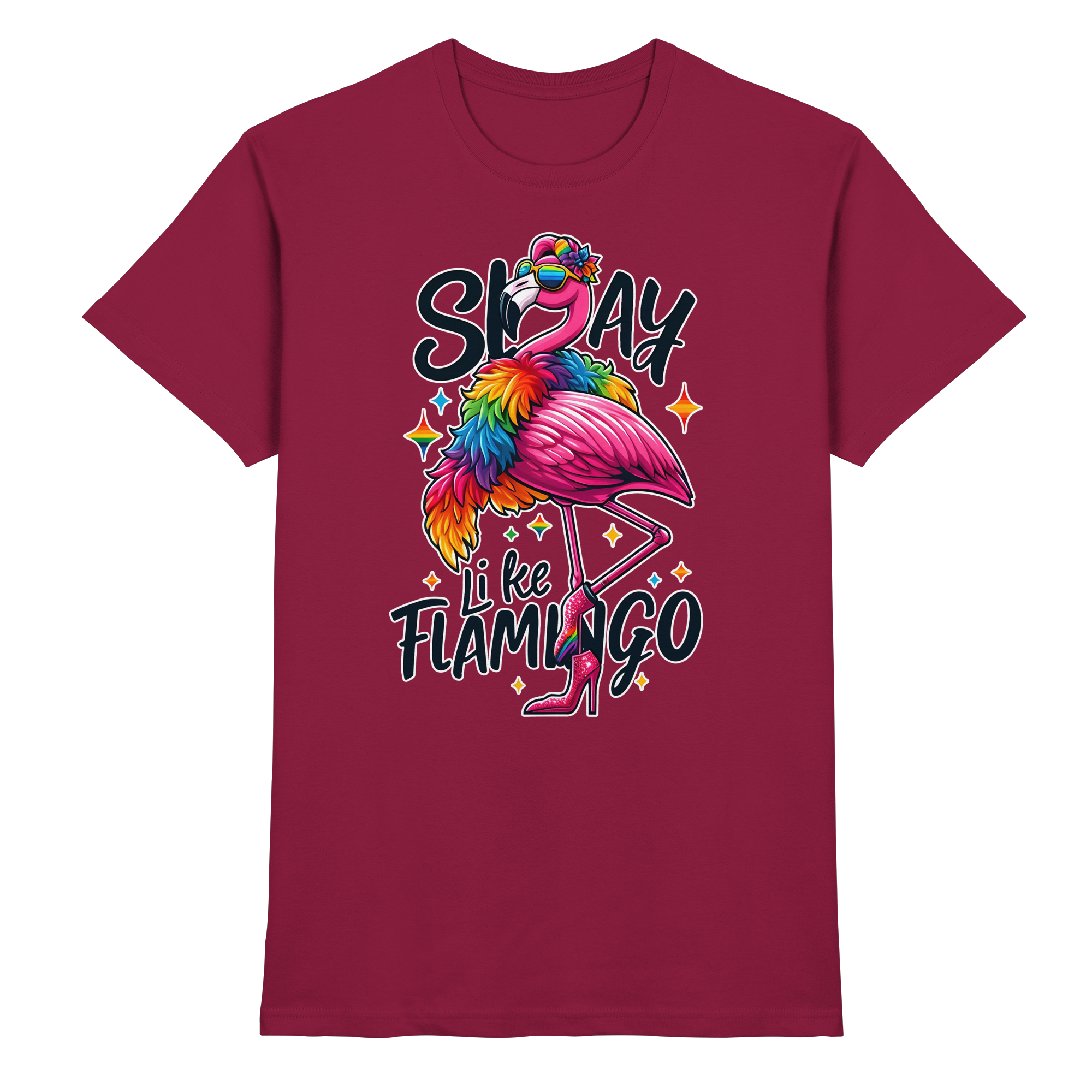 Slay Like a Flamingo – Stylischer Regenbogen-Flamingo - Heavy Cotton T-Shirt