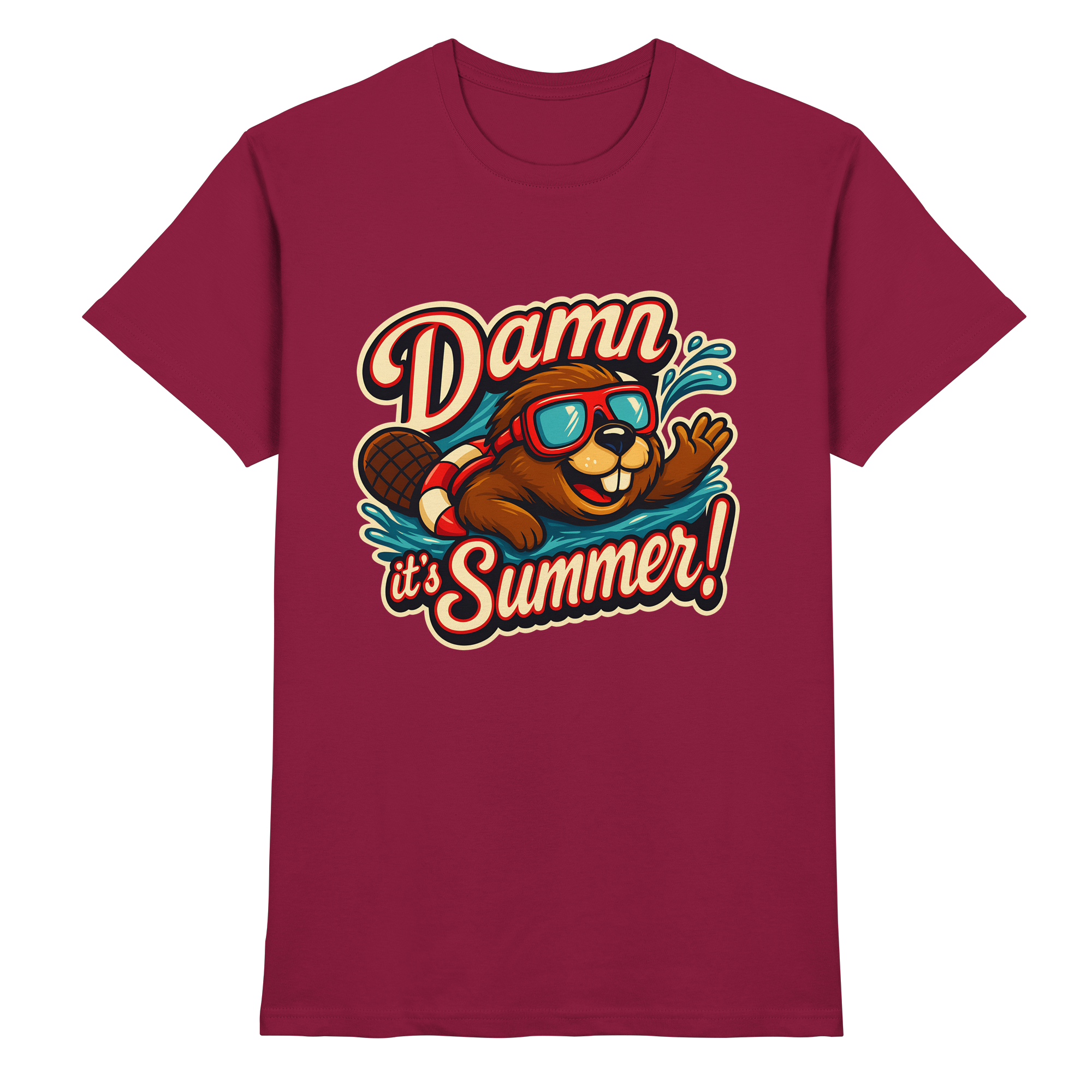 Damn it’s Summer! – Lustiges Biber-Motiv mit Schwimmring und Sonnenbrille für Sommerlaune - Heavy Cotton T-Shirt