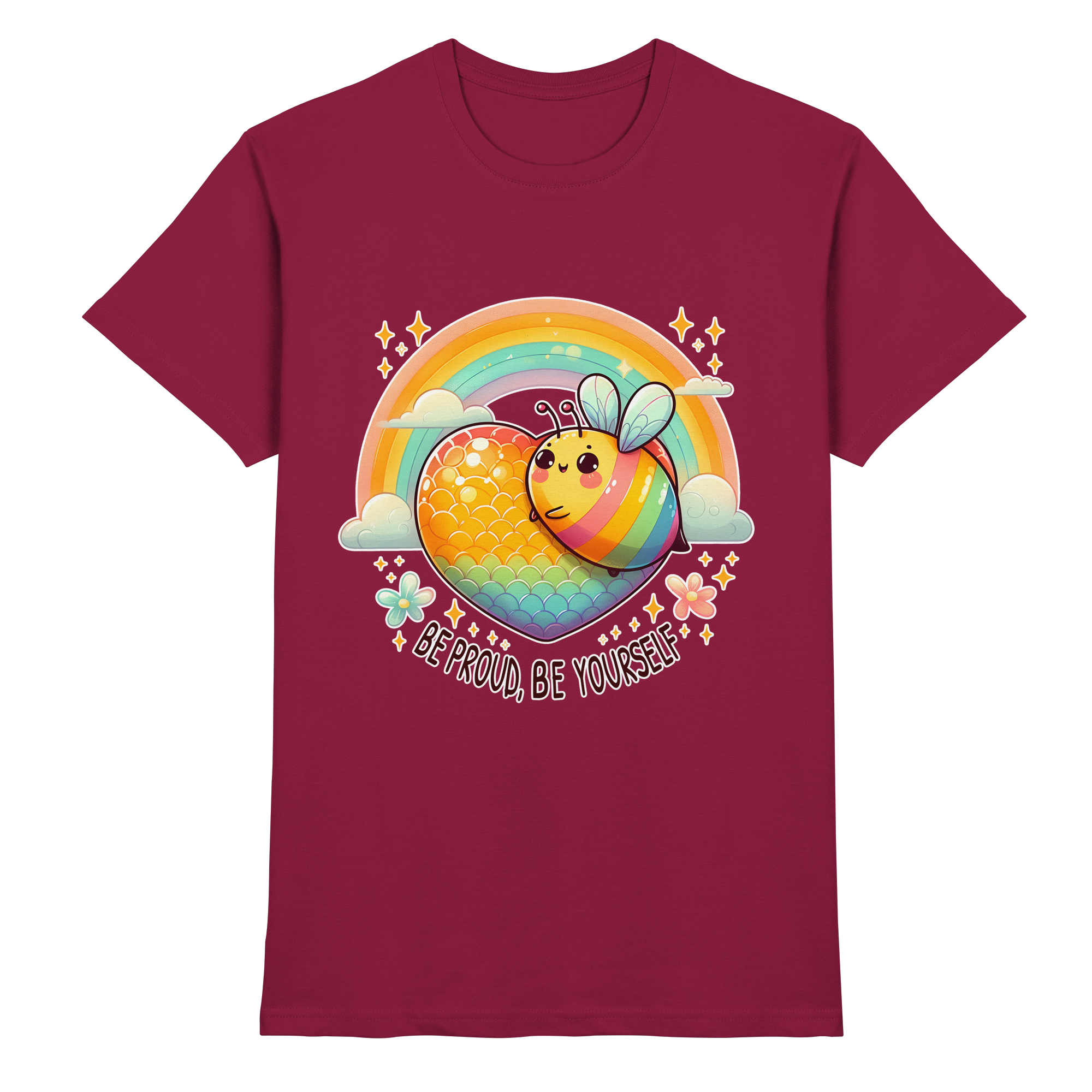 Fröhliche Regenbogen-Biene – Sei stolz, sei du selbst - Heavy Cotton T-Shirt