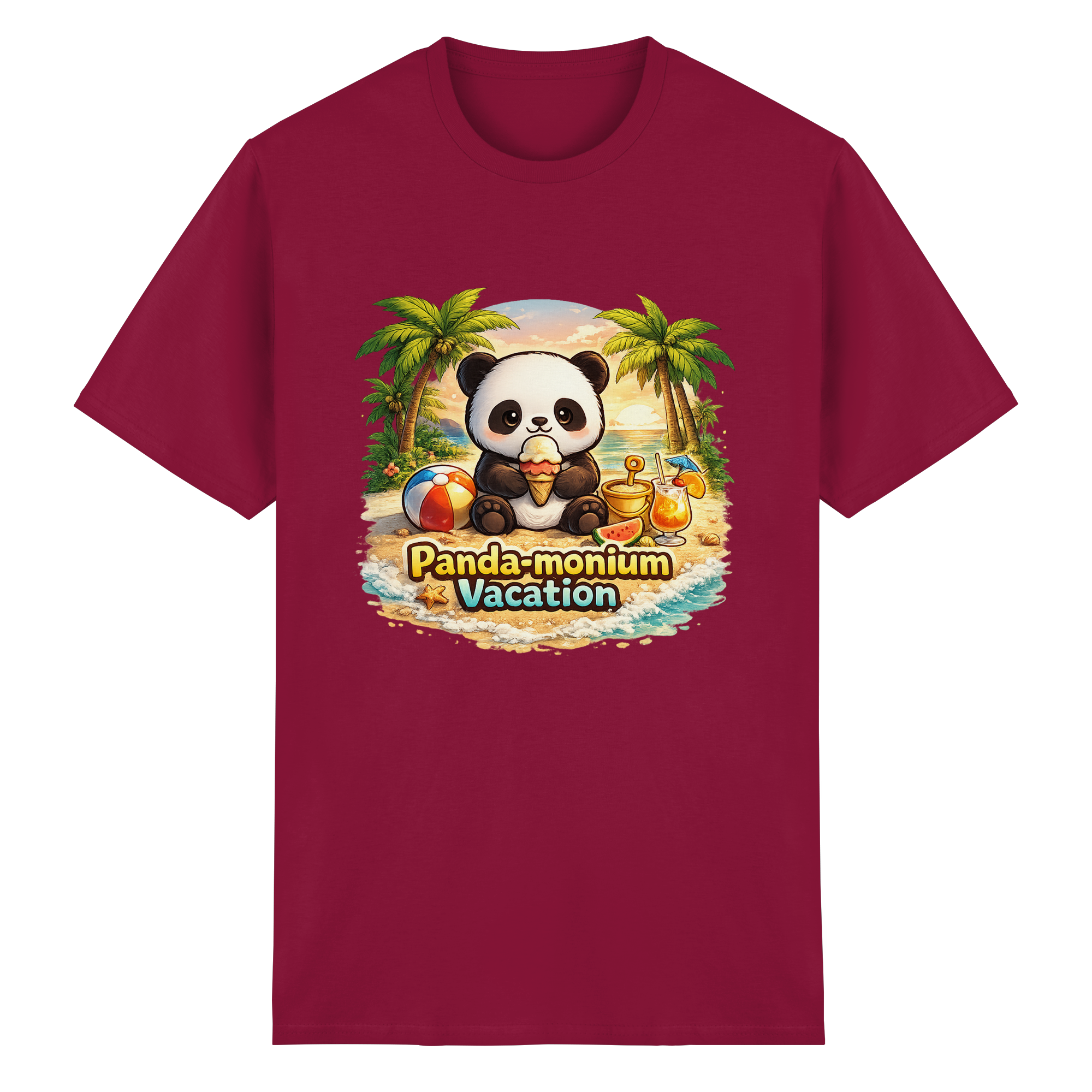 Panda-monium Vacation – Chilliger Strand Panda - Heavy Cotton T-Shirt