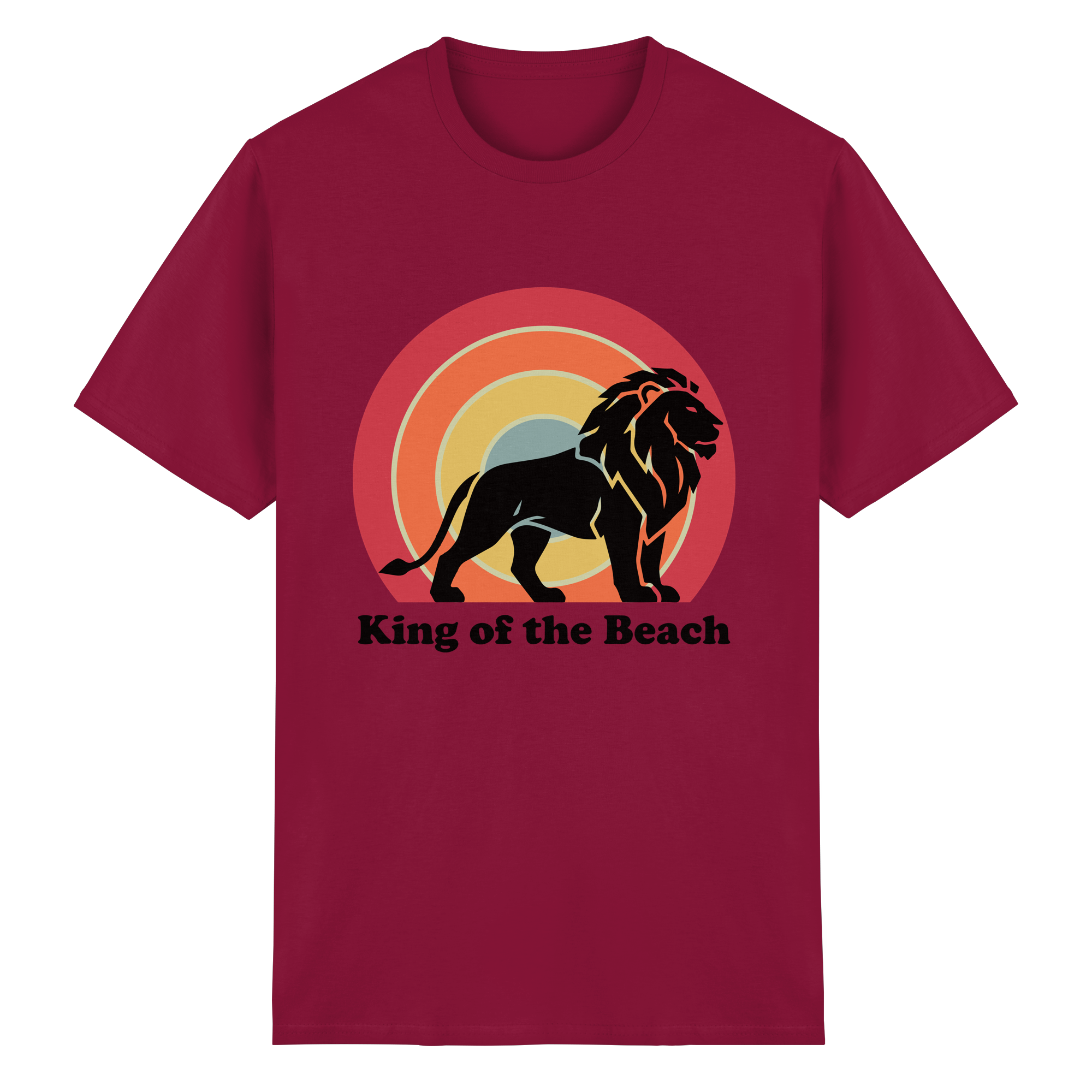 King of the Beach Löwe – Retro Strandkönig - Heavy Cotton T-Shirt