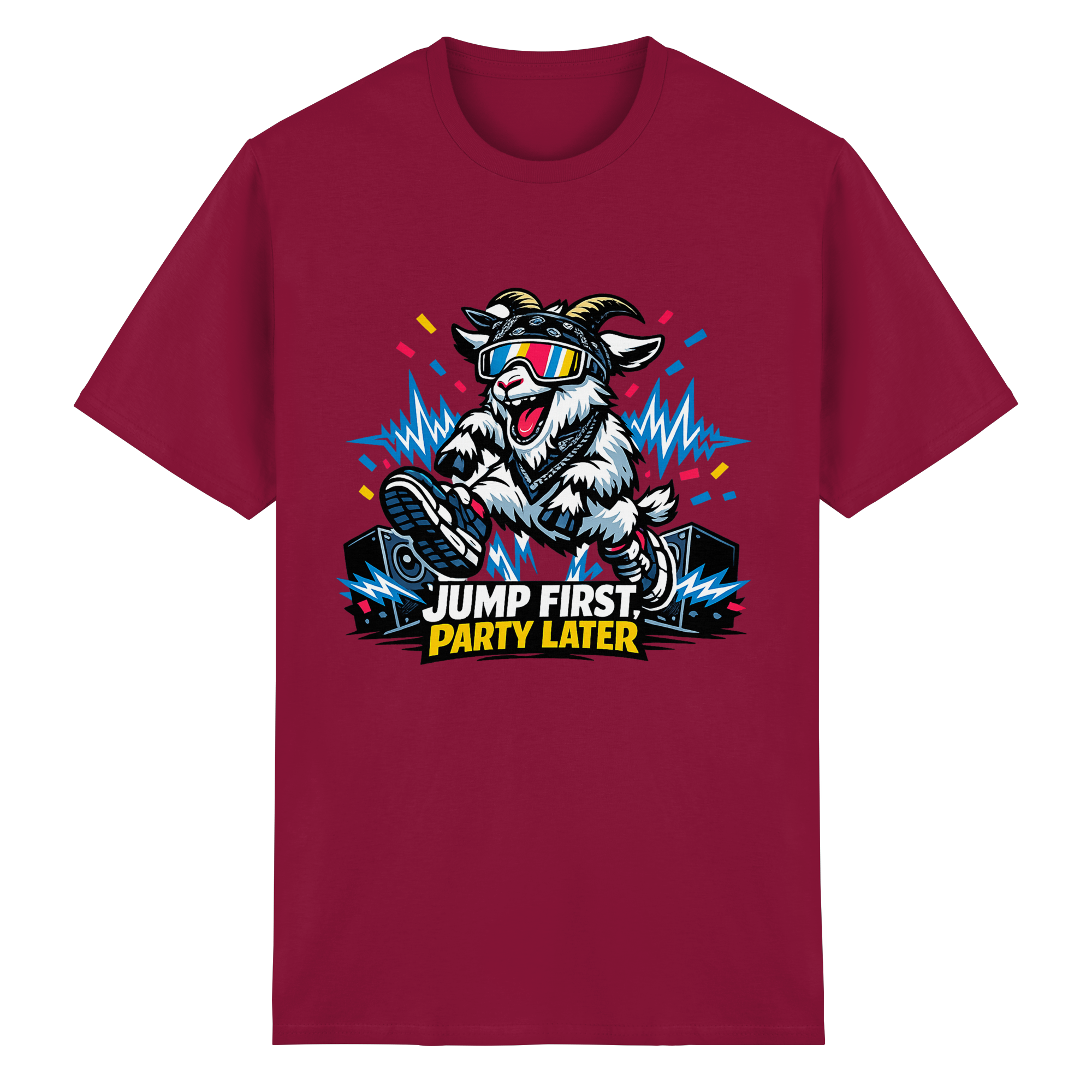 Jump First Party Later Ziege – Festival Goat - Heavy Cotton T-Shirt