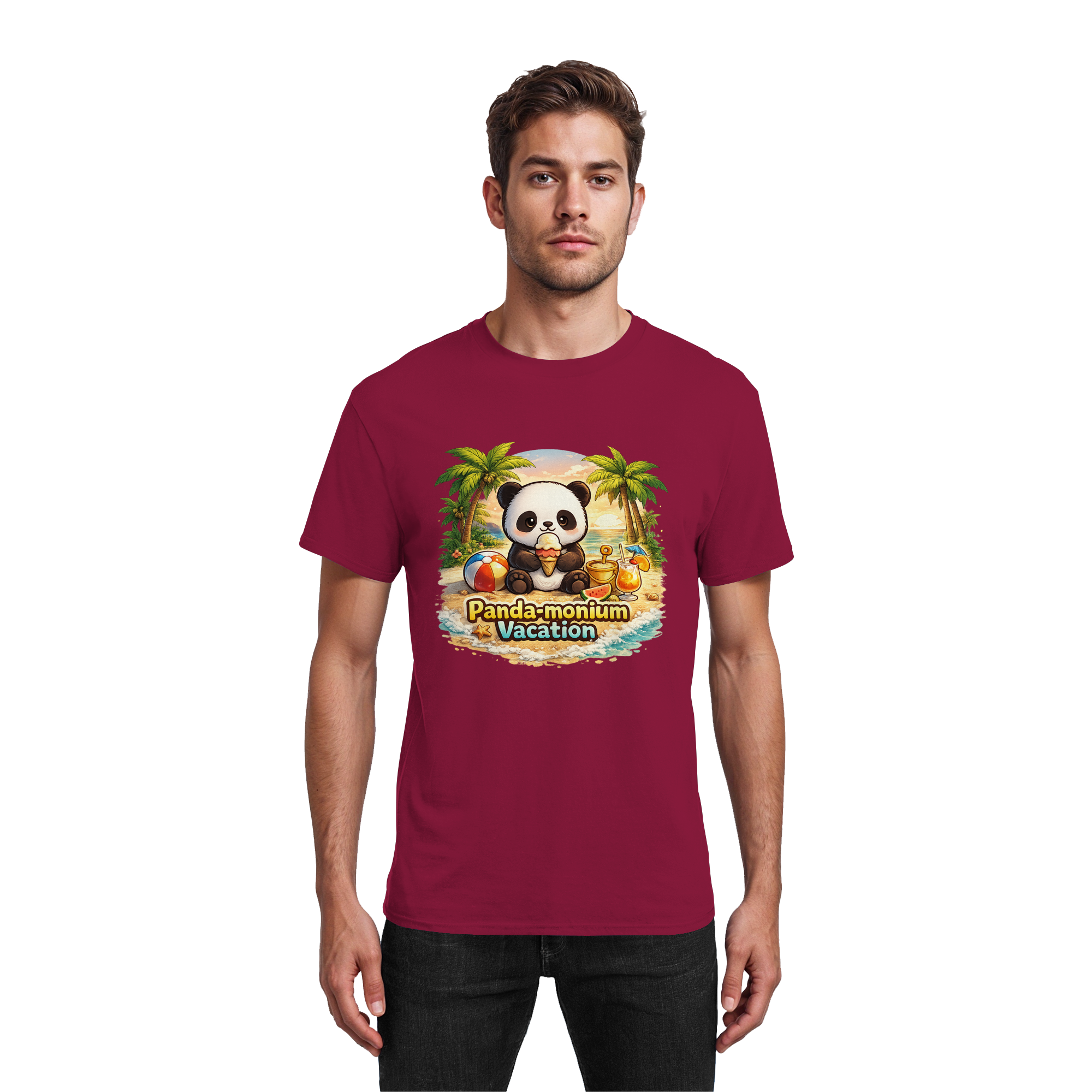 Panda-monium Vacation – Chilliger Strand Panda - Heavy Cotton T-Shirt