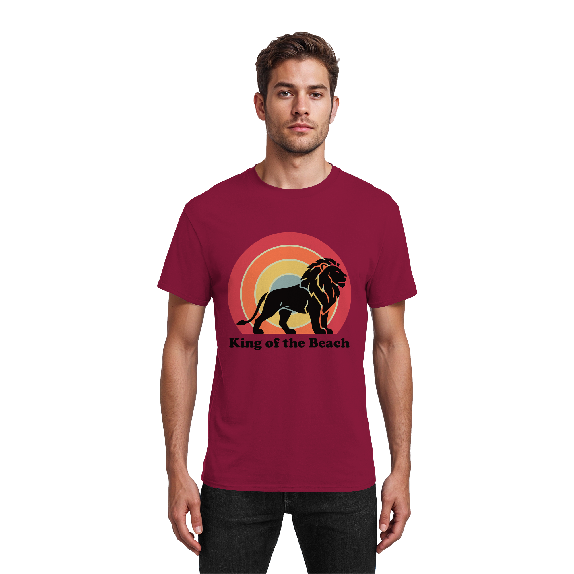 King of the Beach Löwe – Retro Strandkönig - Heavy Cotton T-Shirt