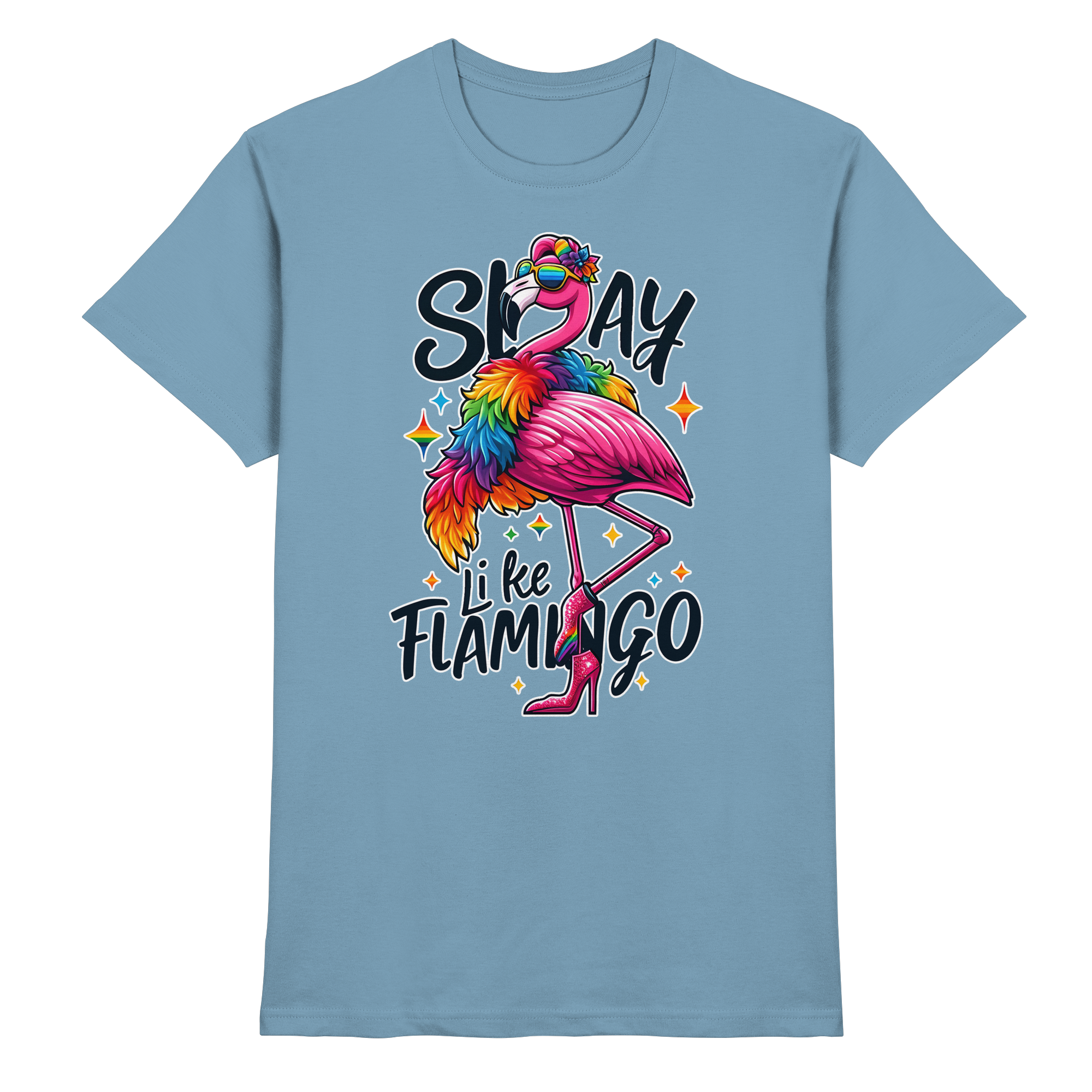 Slay Like a Flamingo – Stylischer Regenbogen-Flamingo - Heavy Cotton T-Shirt