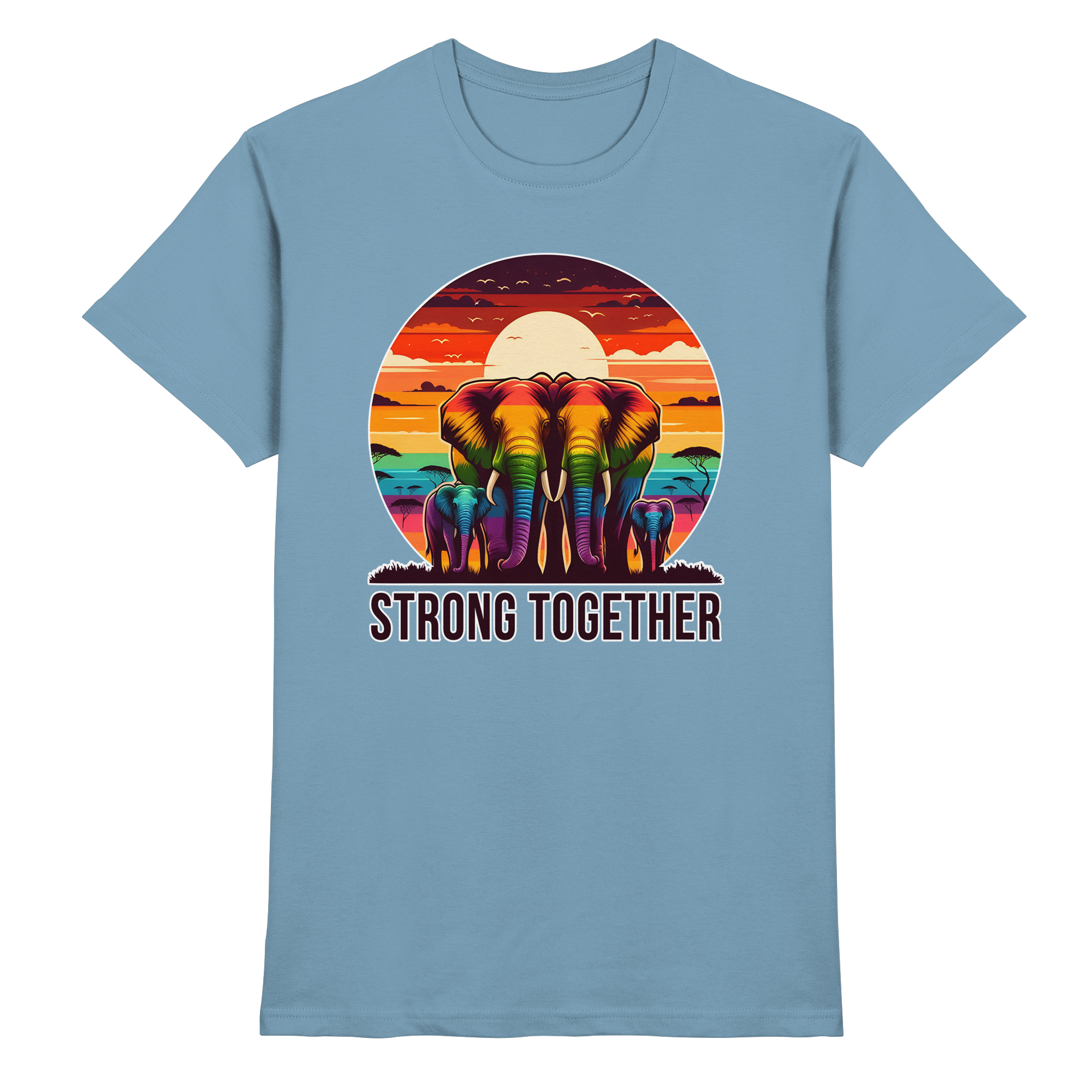 Strong Together – Kraftvolle Regenbogen-Elefanten - Heavy Cotton T-Shirt