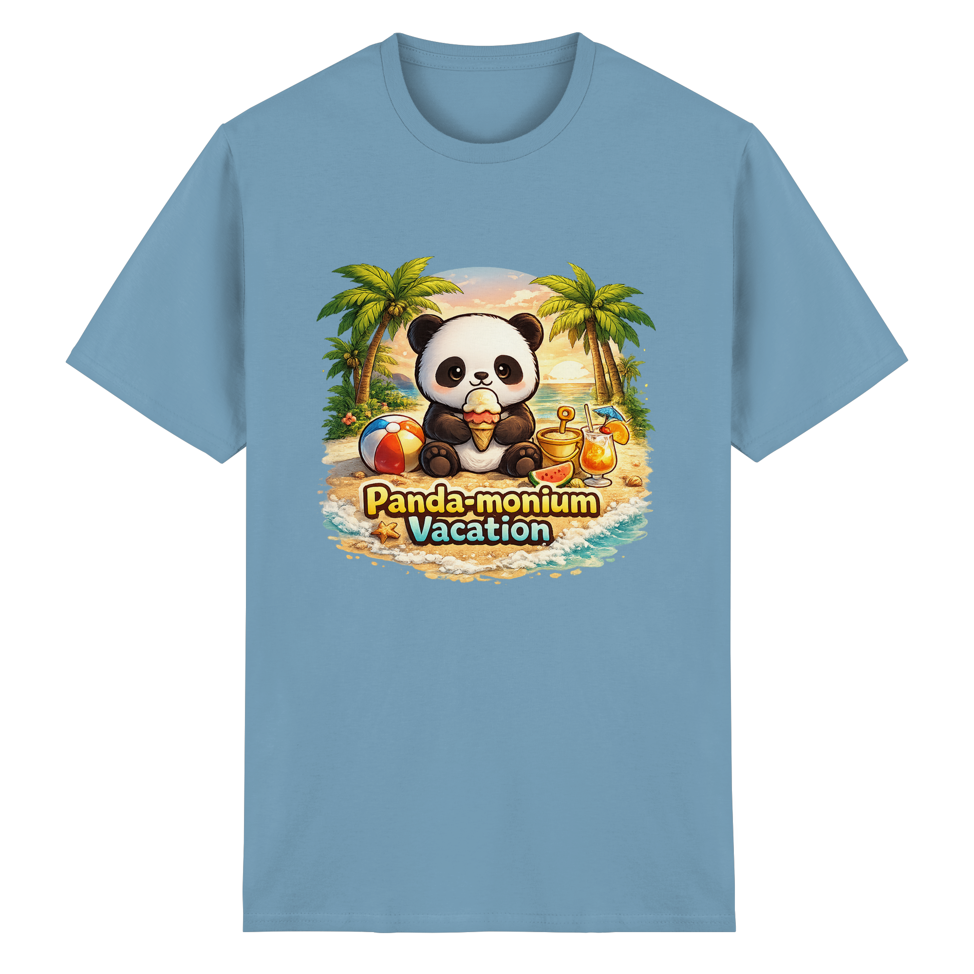 Panda-monium Vacation – Chilliger Strand Panda - Heavy Cotton T-Shirt