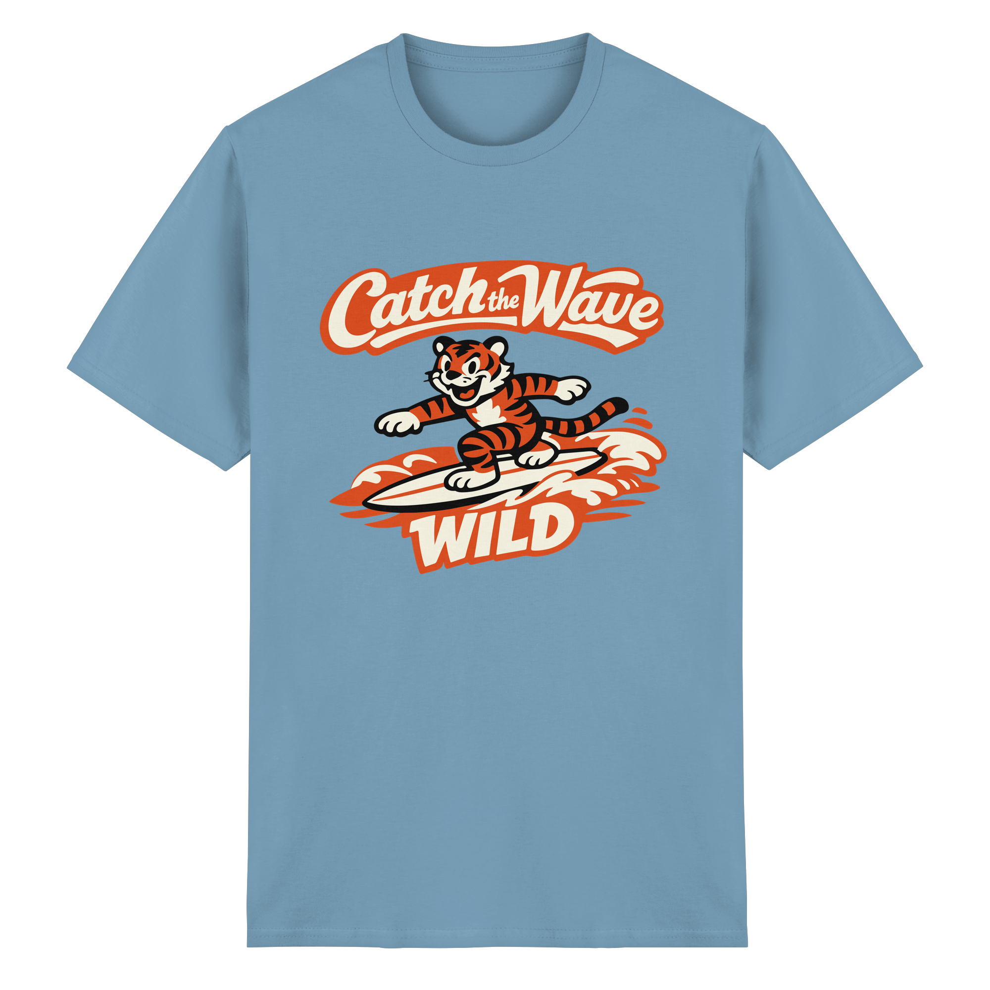 Catch the Wave Tiger – Vintage Surf Wildcat - Heavy Cotton T-Shirt