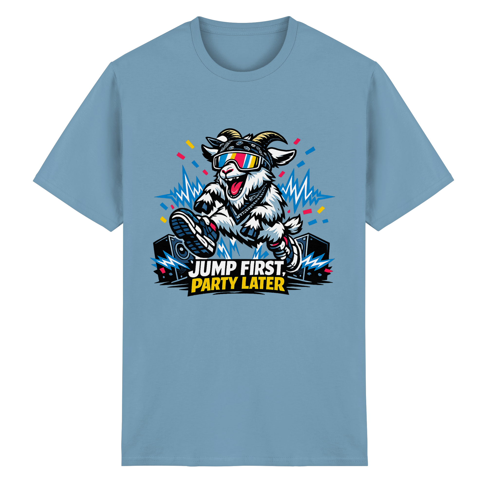 Jump First Party Later Ziege – Festival Goat - Heavy Cotton T-Shirt