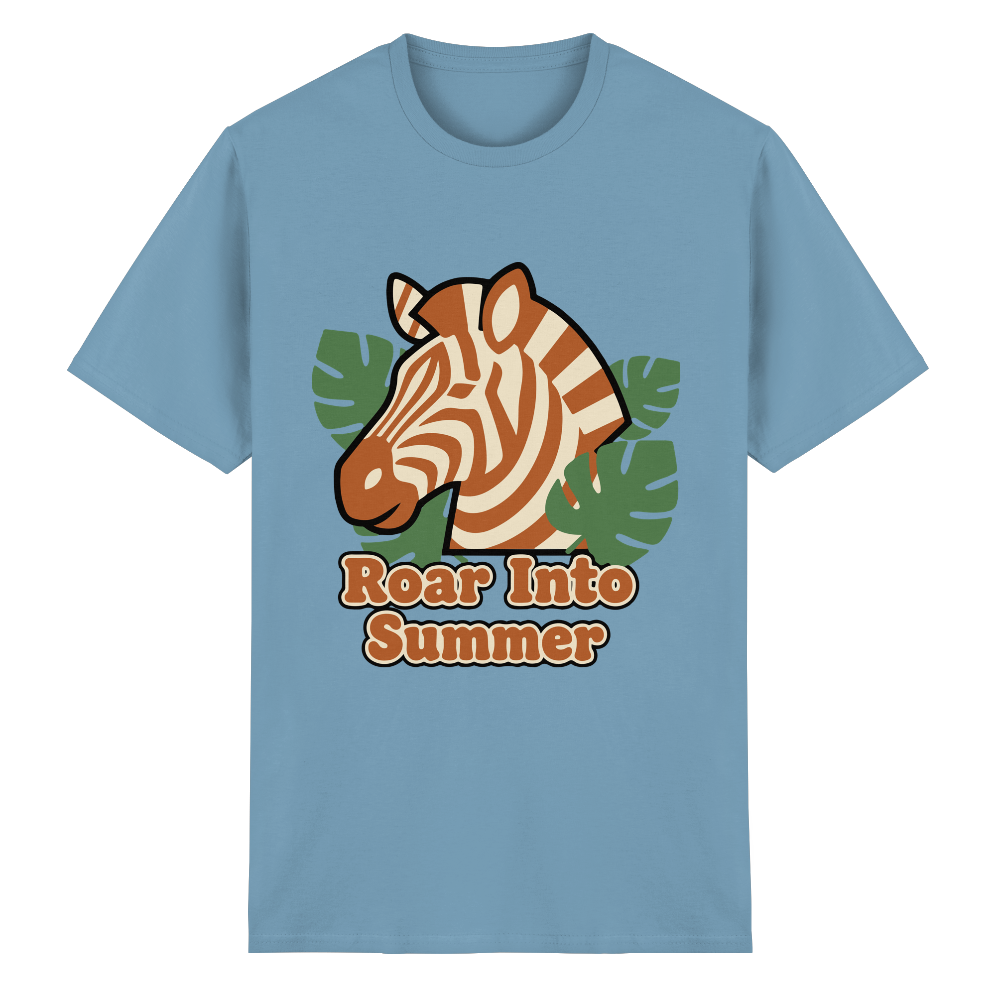 Roar Into Summer Zebra – Tropisches Streifentier - Heavy Cotton T-Shirt