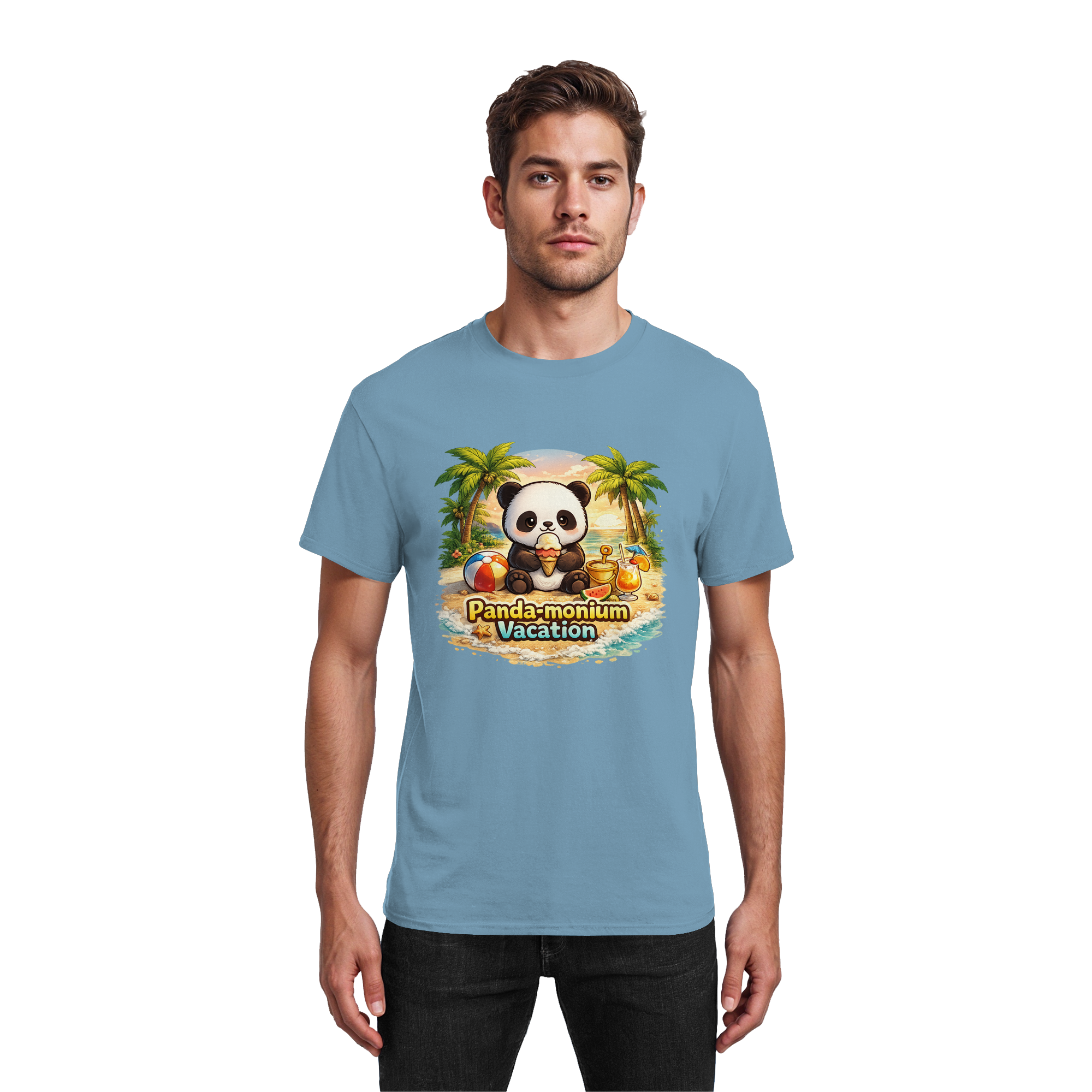 Panda-monium Vacation – Chilliger Strand Panda - Heavy Cotton T-Shirt