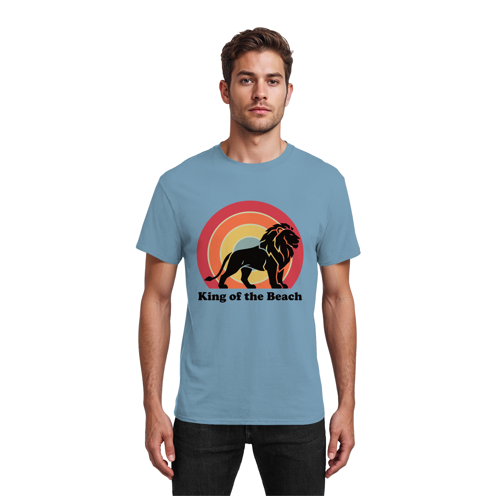 King of the Beach Löwe – Retro Strandkönig - Heavy Cotton T-Shirt