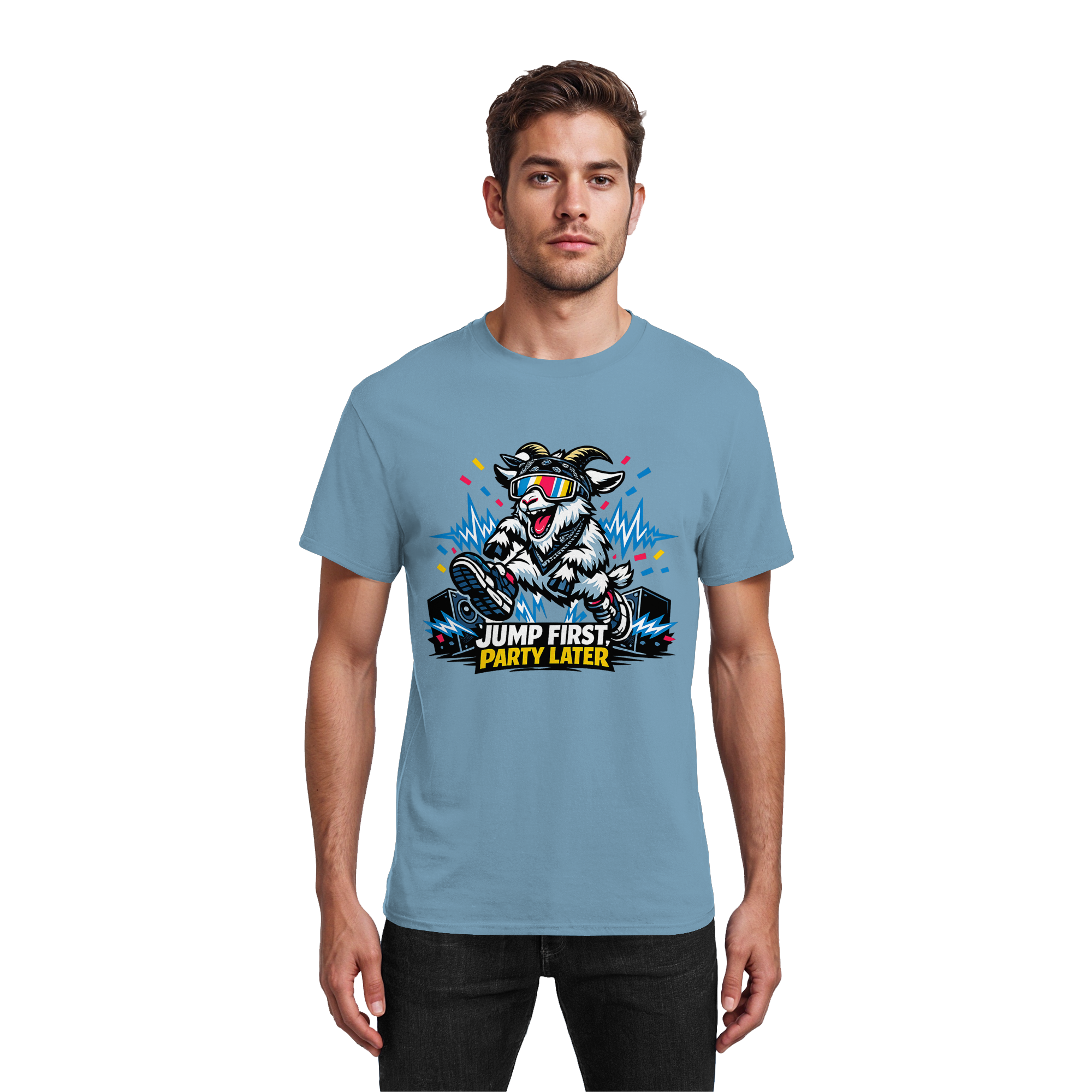 Jump First Party Later Ziege – Festival Goat - Heavy Cotton T-Shirt
