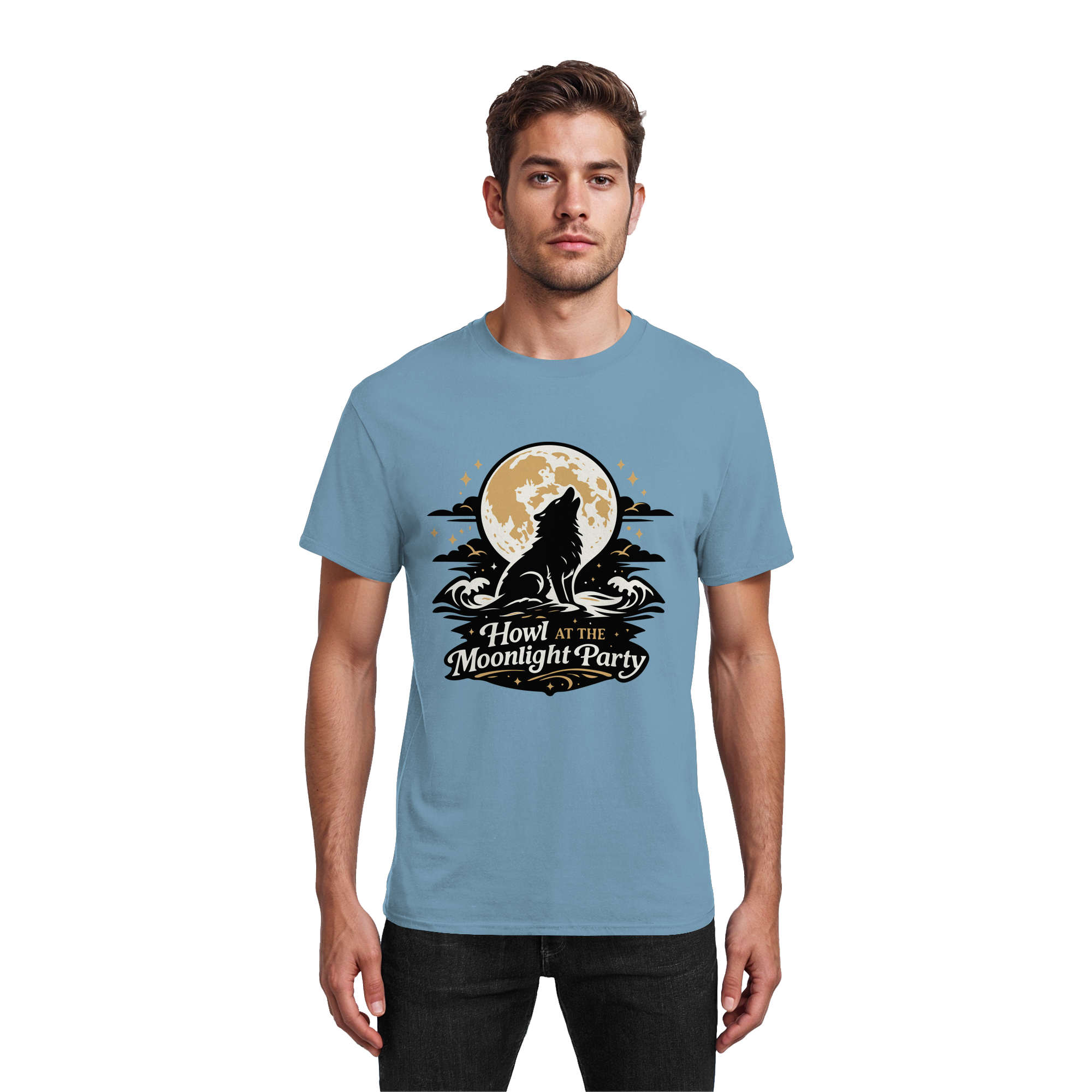 Howl at the Moonlight Party Wolf – Mondheuler Beach - Heavy Cotton T-Shirt