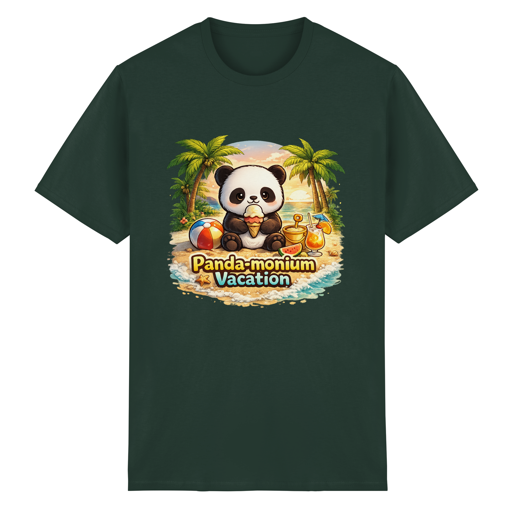 Panda-monium Vacation – Chilliger Strand Panda - Heavy Cotton T-Shirt