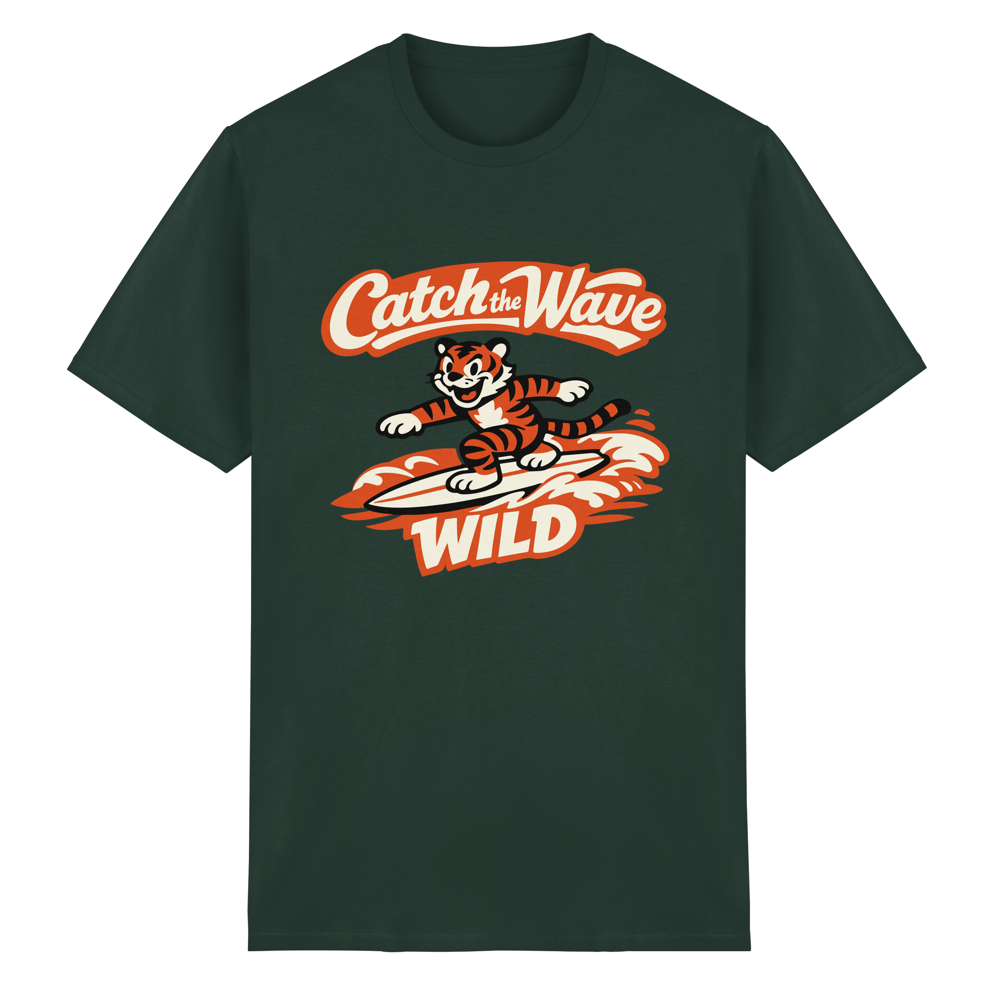 Catch the Wave Tiger – Vintage Surf Wildcat - Heavy Cotton T-Shirt
