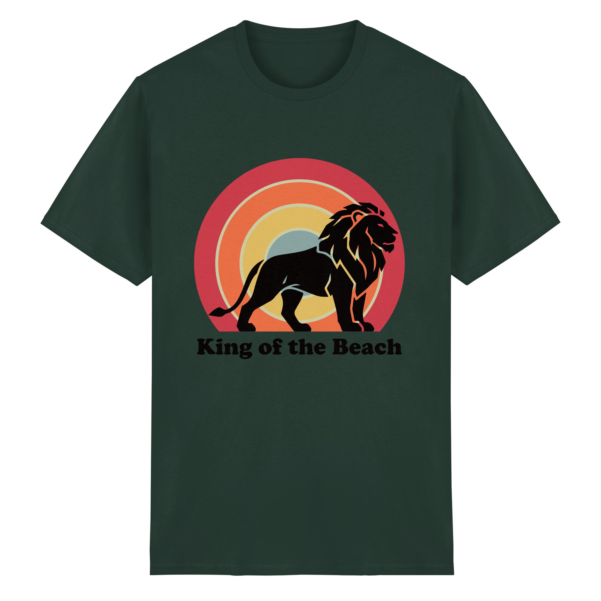 King of the Beach Löwe – Retro Strandkönig - Heavy Cotton T-Shirt