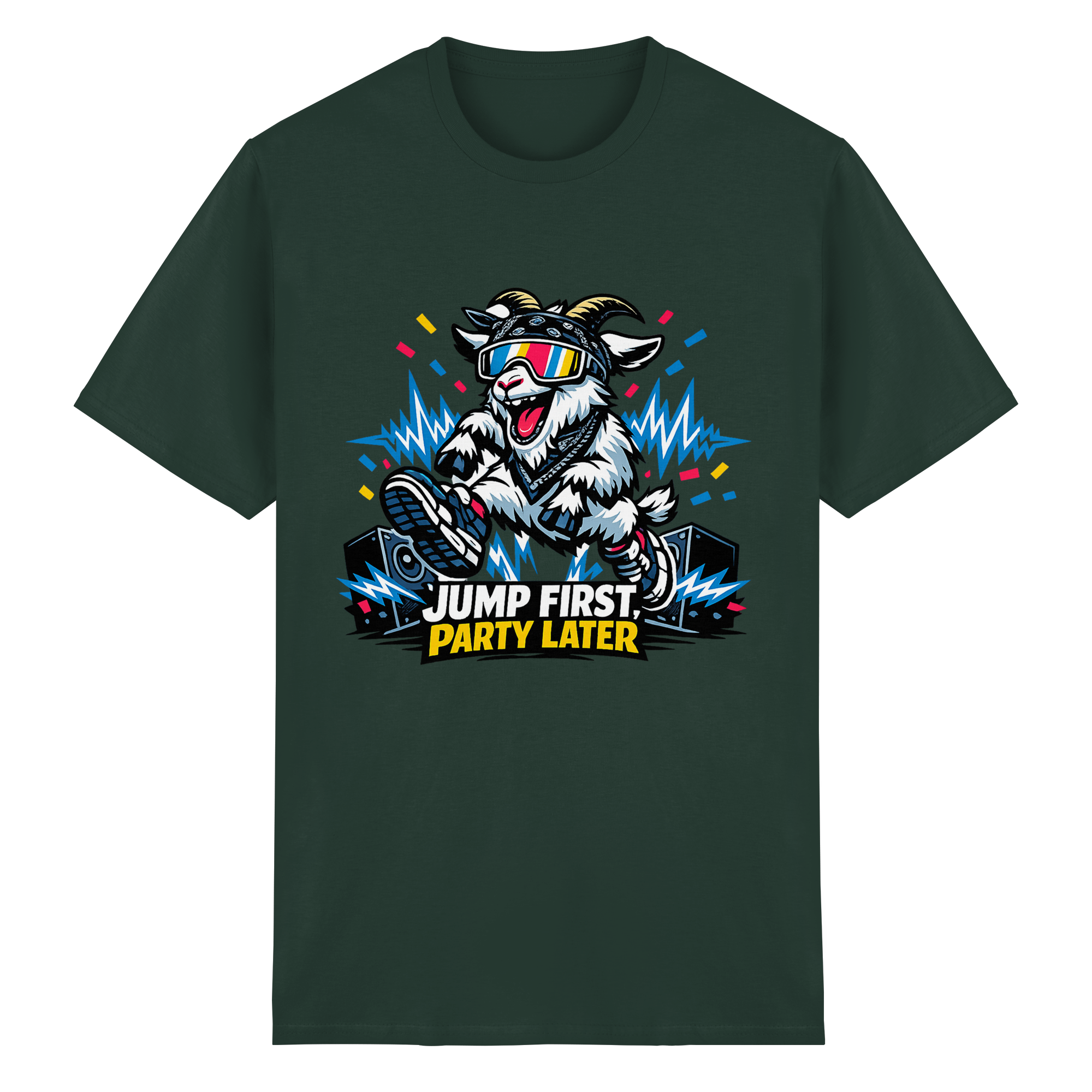 Jump First Party Later Ziege – Festival Goat - Heavy Cotton T-Shirt