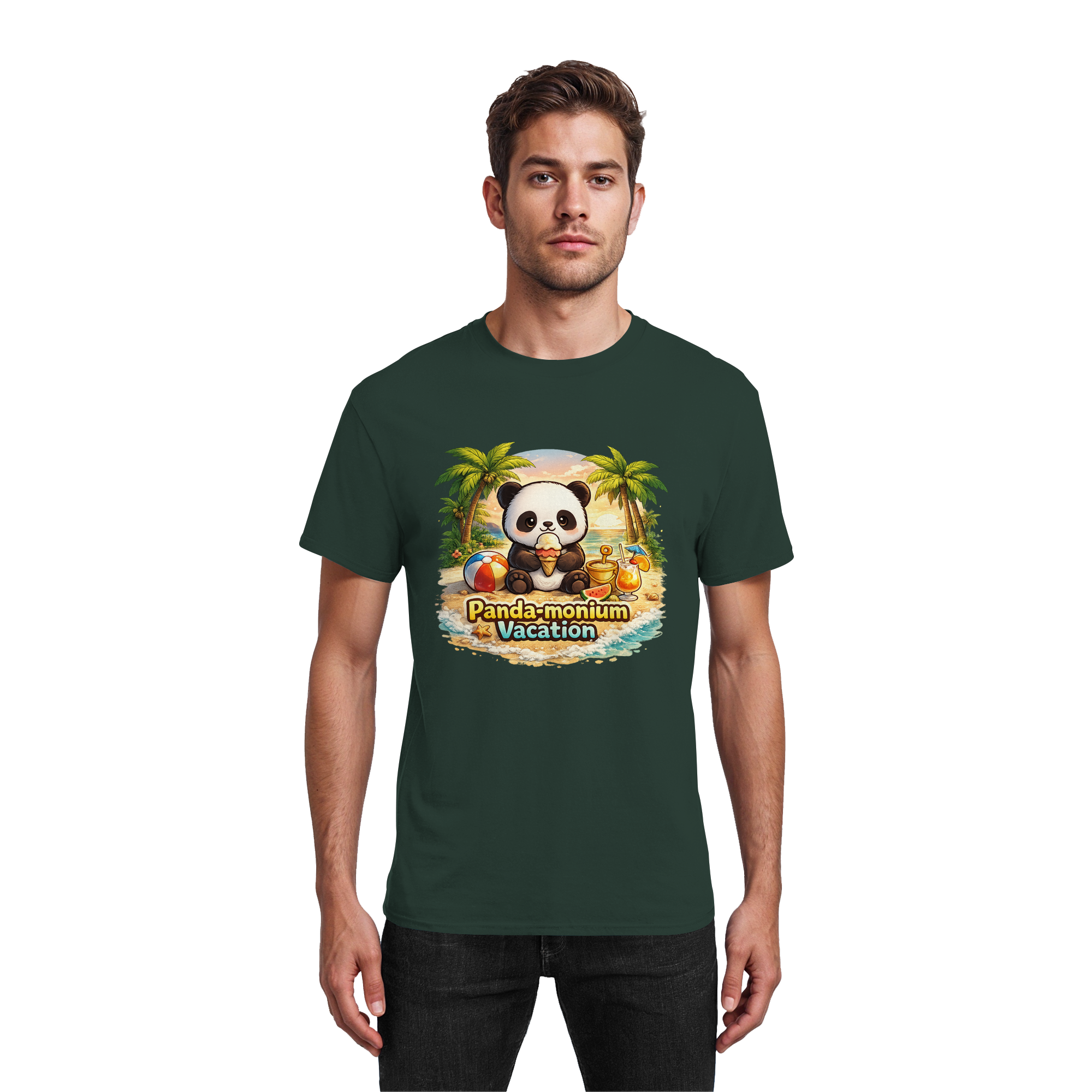 Panda-monium Vacation – Chilliger Strand Panda - Heavy Cotton T-Shirt