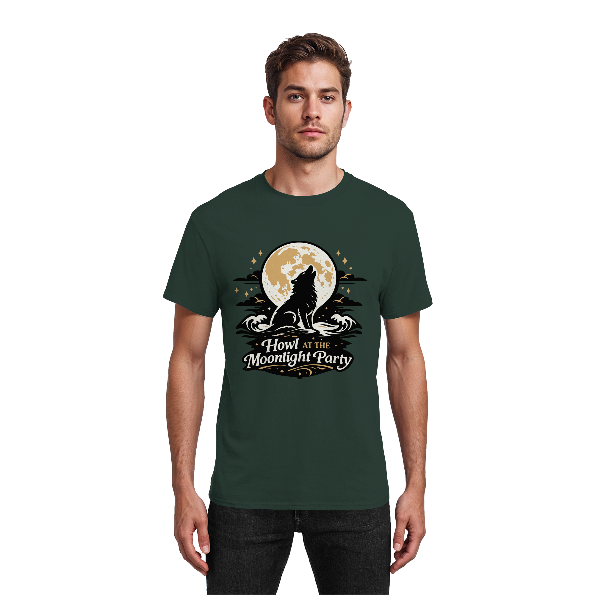 Howl at the Moonlight Party Wolf – Mondheuler Beach - Heavy Cotton T-Shirt