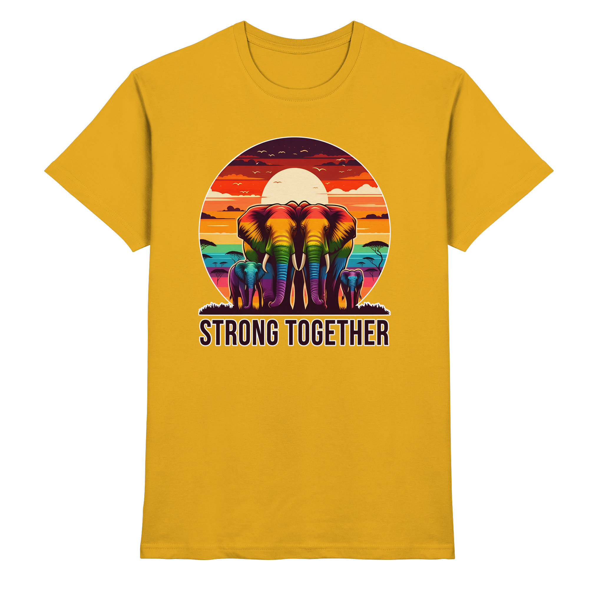 Strong Together – Kraftvolle Regenbogen-Elefanten - Heavy Cotton T-Shirt