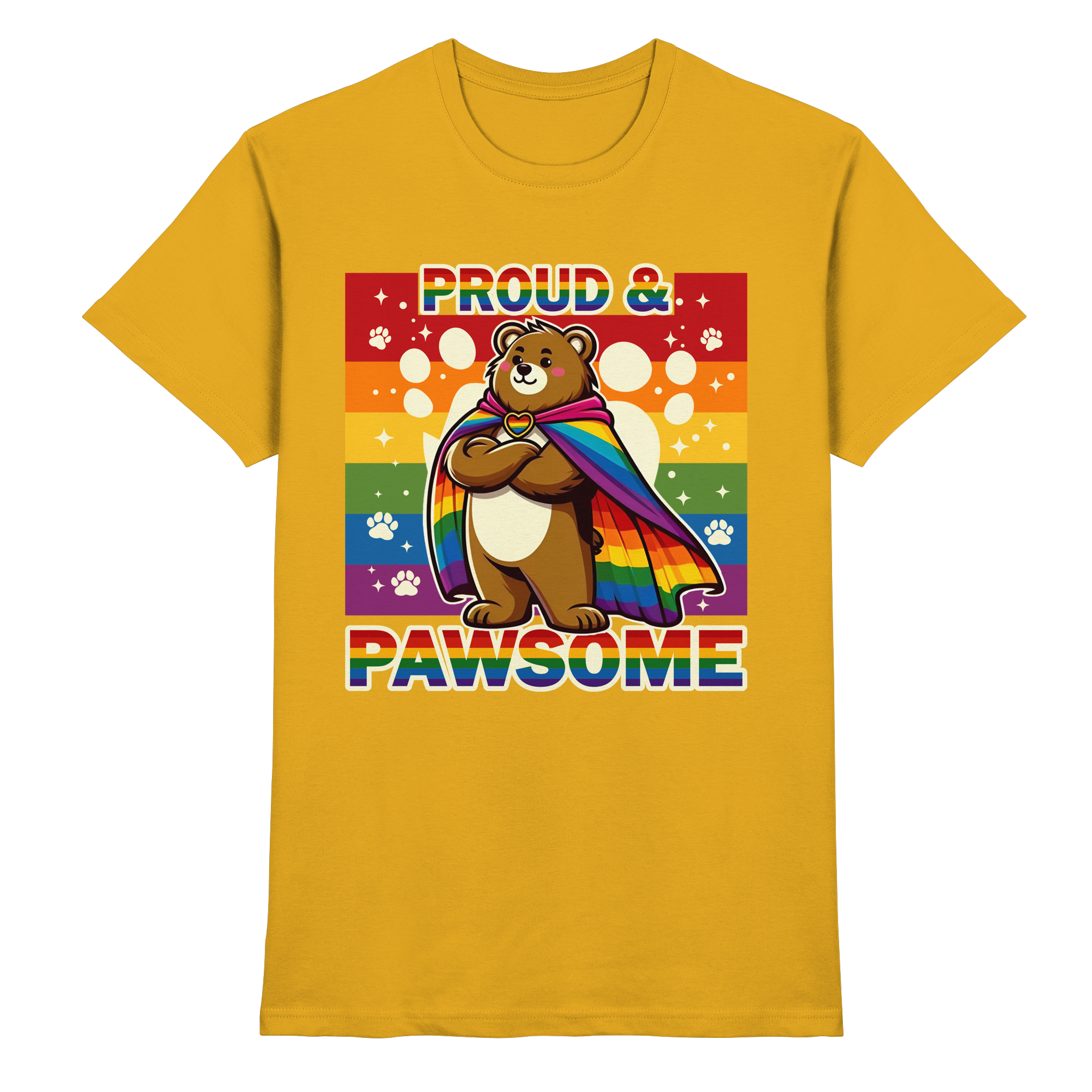 Proud & Pawsome – Starker Regenbogen-Bär - Heavy Cotton T-Shirt