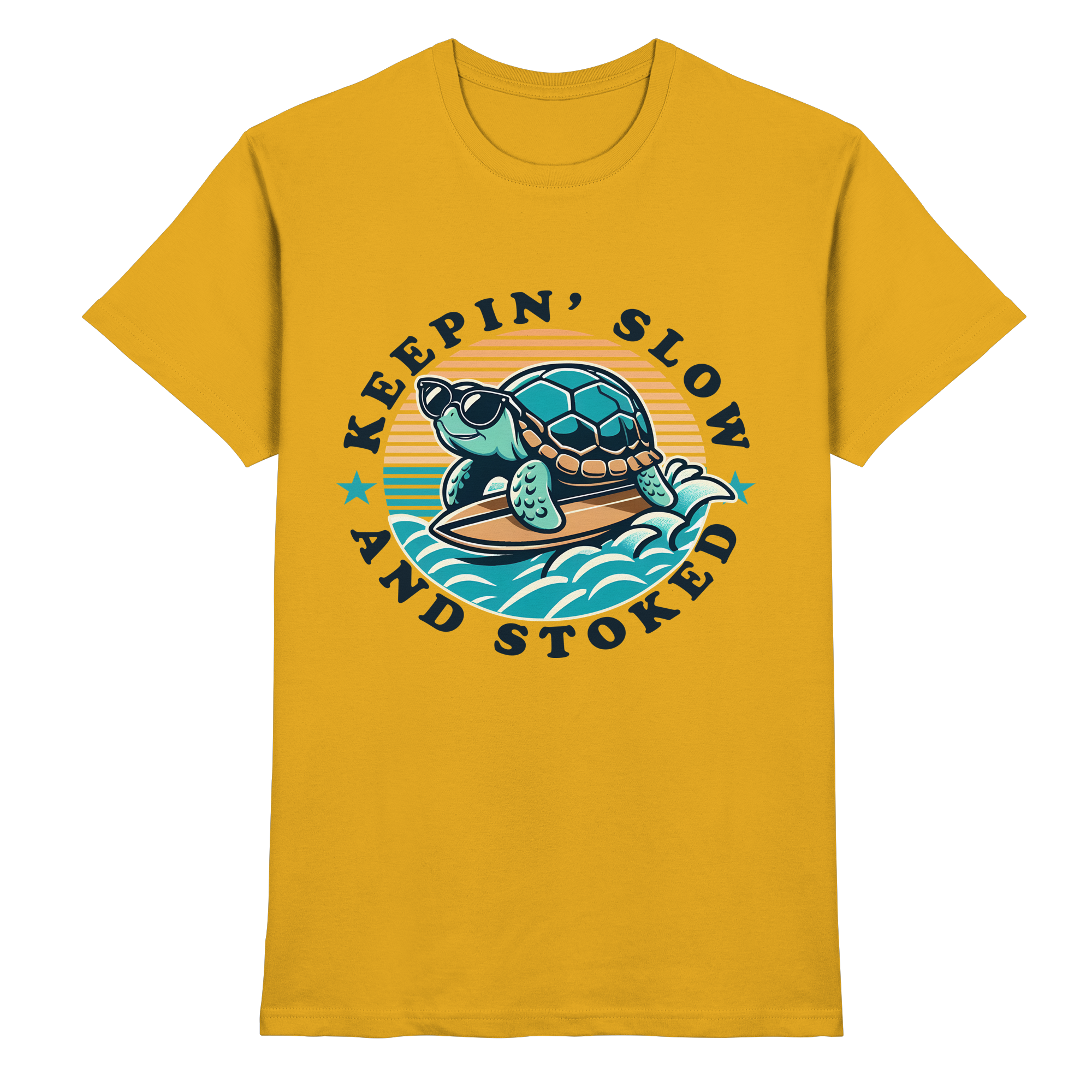 Keepin' Slow and Stoked – Cooles Surfer-Schildkröten-Design für entspannte Vibes - Heavy Cotton T-Shirt