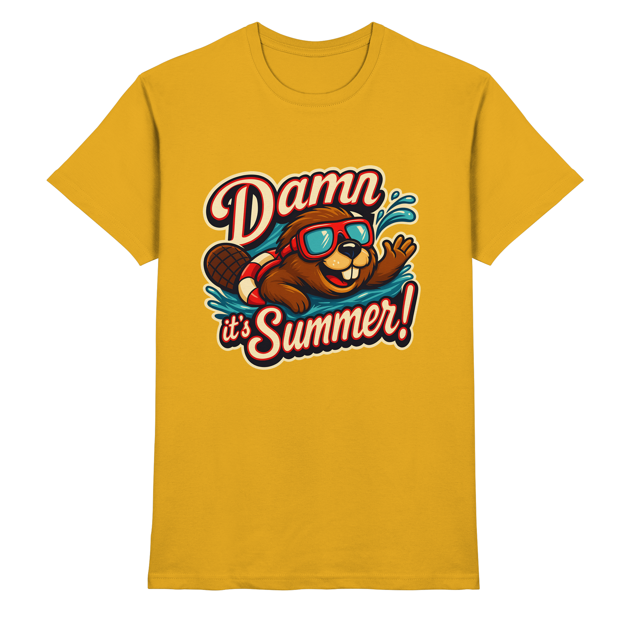 Damn it’s Summer! – Lustiges Biber-Motiv mit Schwimmring und Sonnenbrille für Sommerlaune - Heavy Cotton T-Shirt